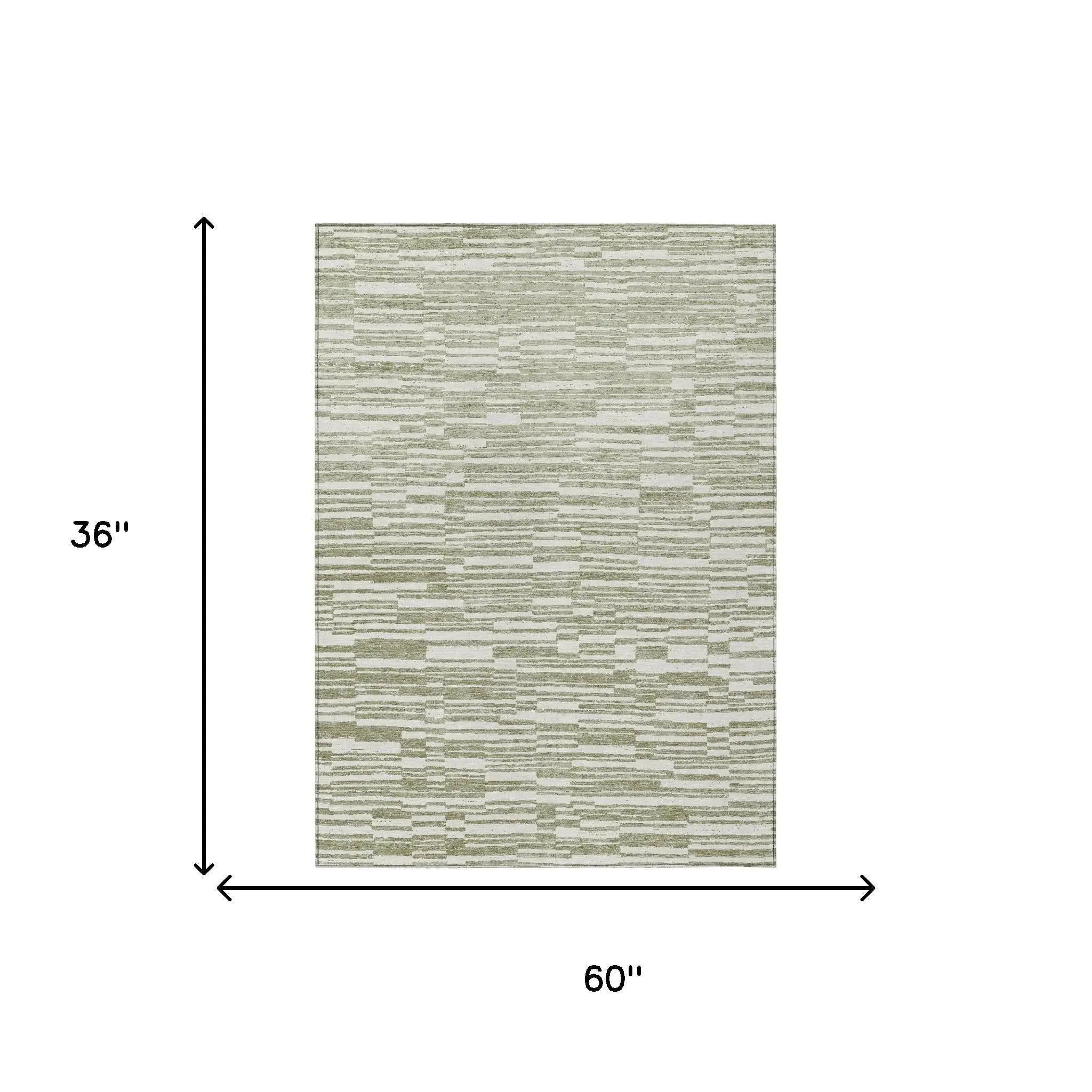 3' X 5' Sage And Green Striped Washable Indoor Outdoor Area Rug Homeroots Outdoor