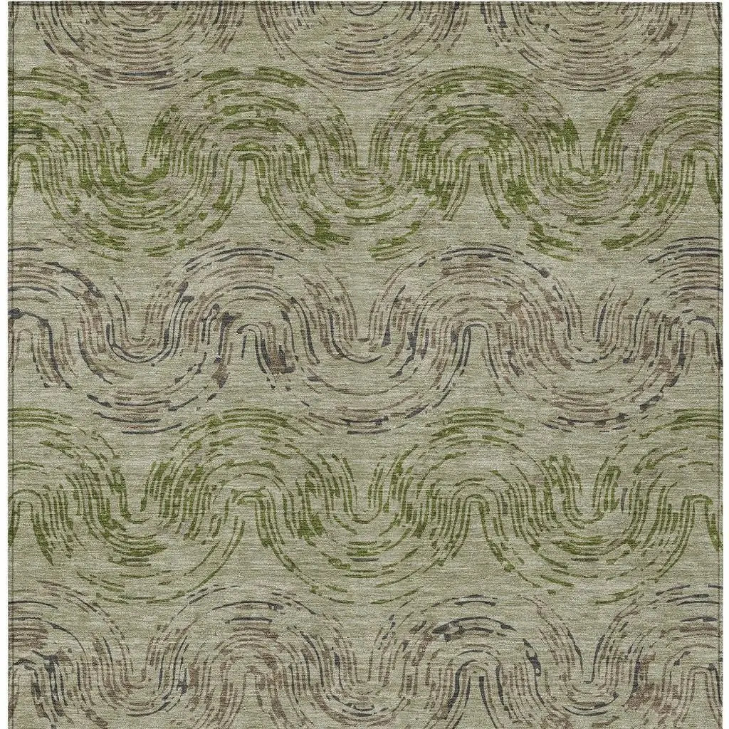 3' X 5' Sage And Olive Green Abstract Washable Indoor Outdoor Area Rug Homeroots Outdoor