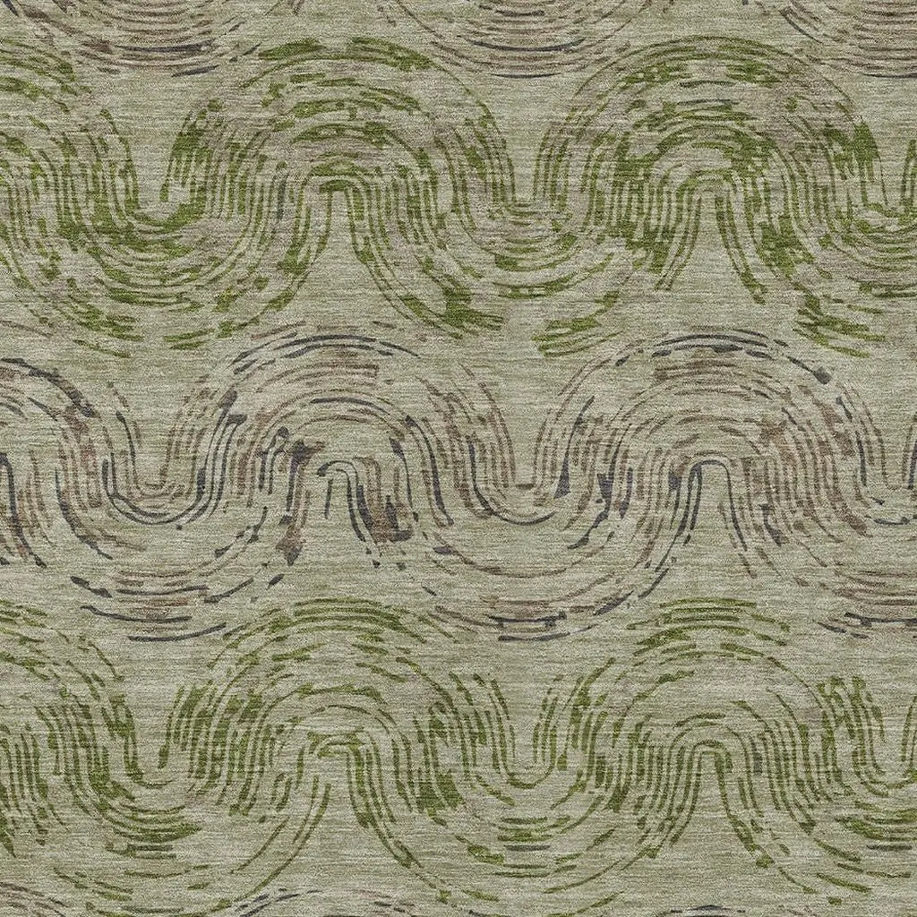 3' X 5' Sage And Olive Green Abstract Washable Indoor Outdoor Area Rug Homeroots Outdoor