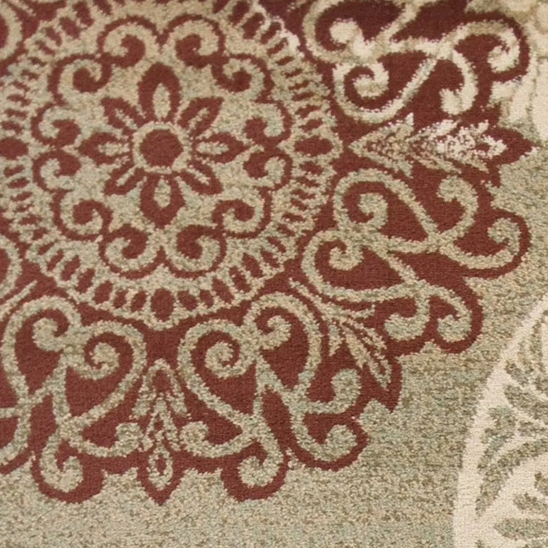 3' X 5' Sage Brown And Ivory Floral Medallion Area Rug Homeroots Home Decor