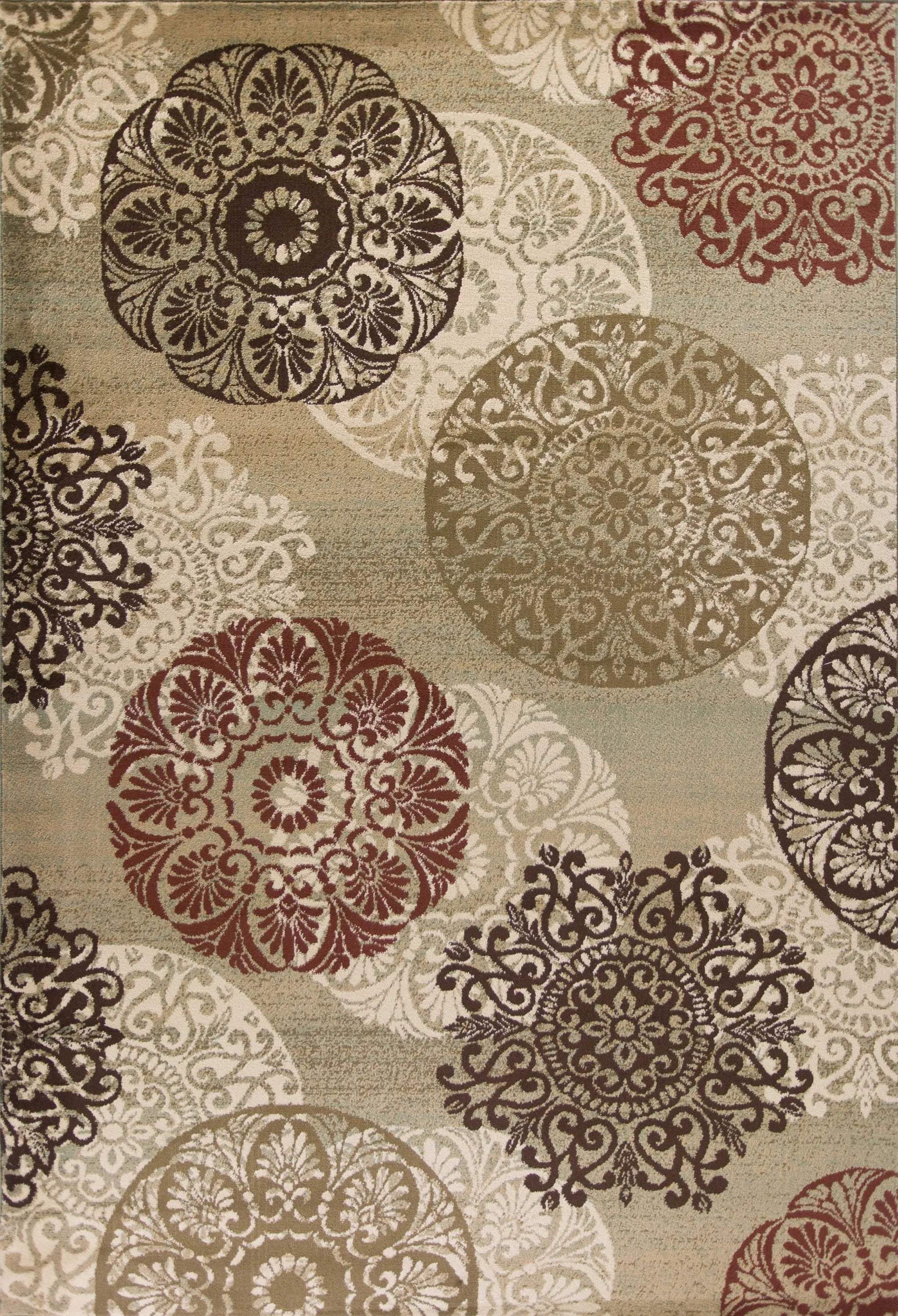 3' X 5' Sage Brown And Ivory Floral Medallion Area Rug Homeroots Home Decor