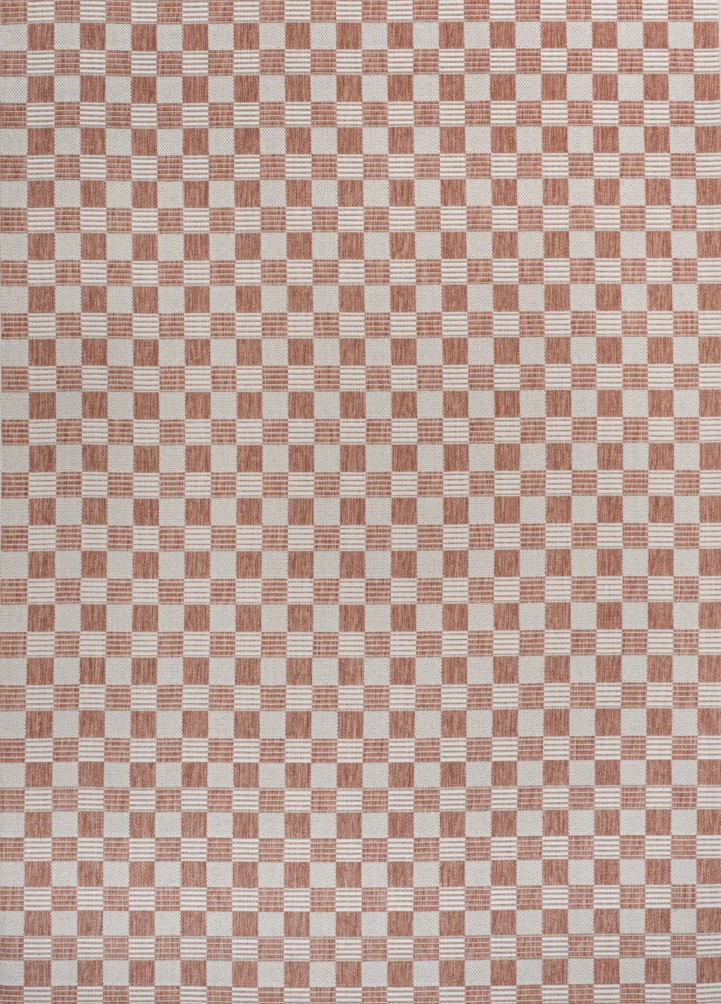 3' X 5' Salmon And Cream Geometric Indoor Outdoor Area Rug - GreatEagleInc