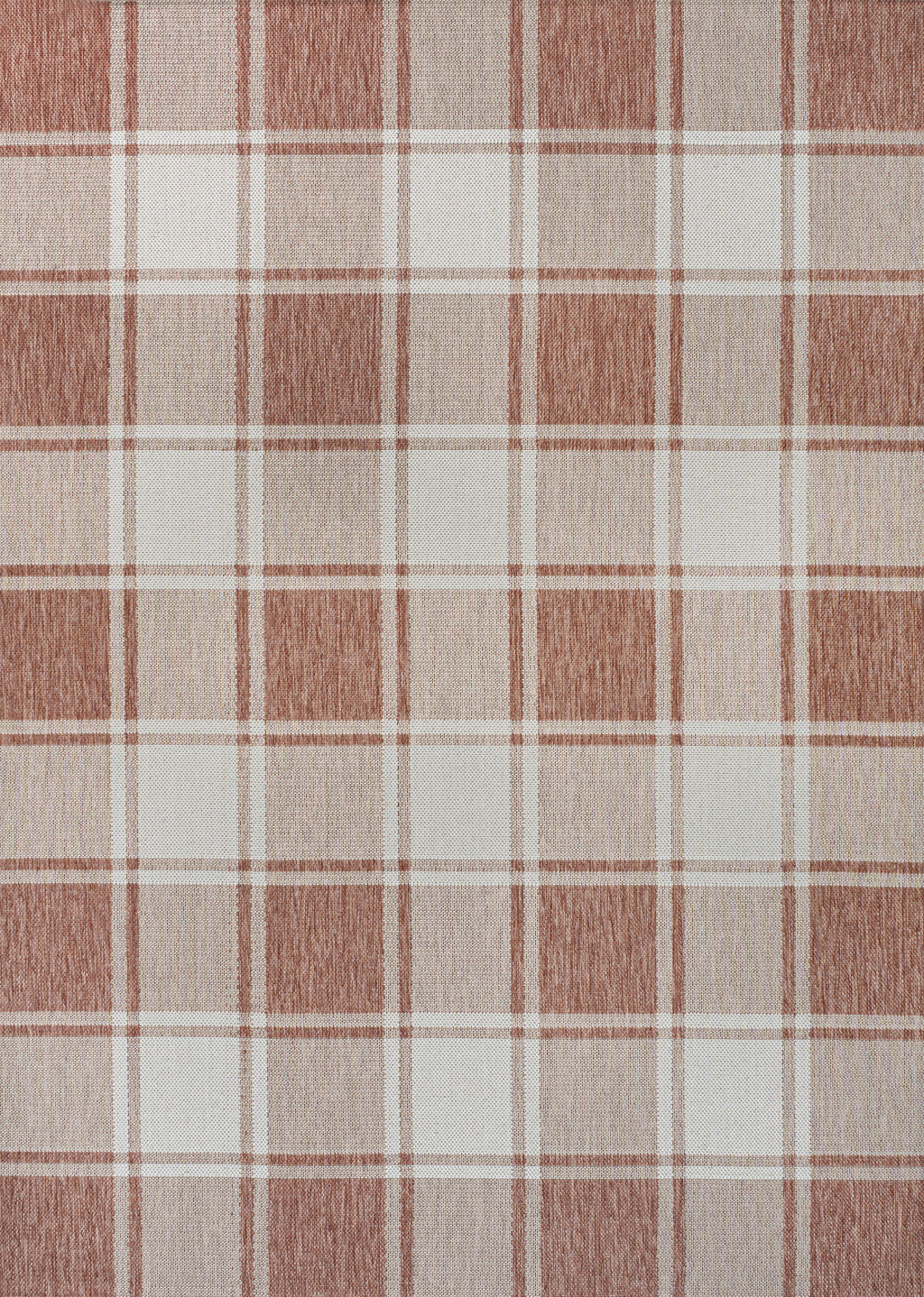 3' X 5' Salmon And Cream Gingham Indoor Outdoor Area Rug - GreatEagleInc