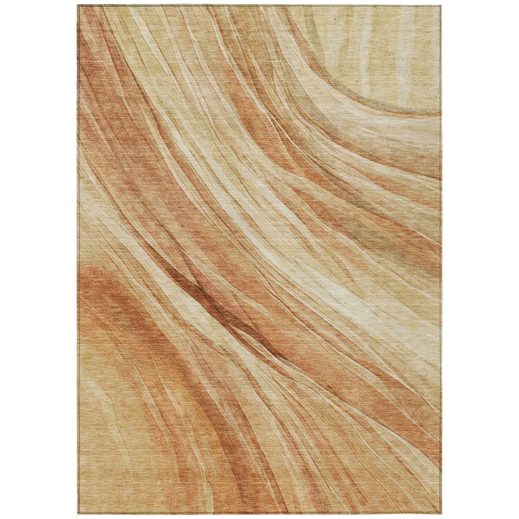 3' X 5' Salmon And Orange Abstract Washable Indoor Outdoor Area Rug Homeroots Outdoor