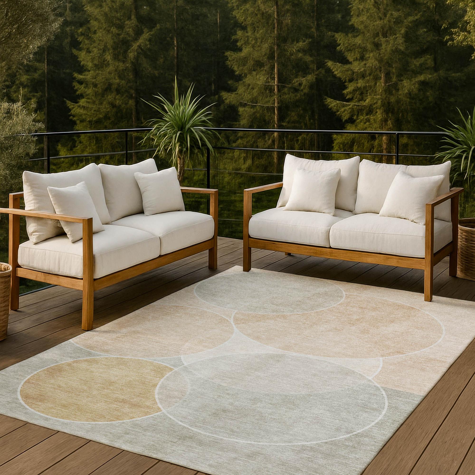 3' X 5' Salmon And Orange Geometric Washable Indoor Outdoor Area Rug Homeroots Outdoor