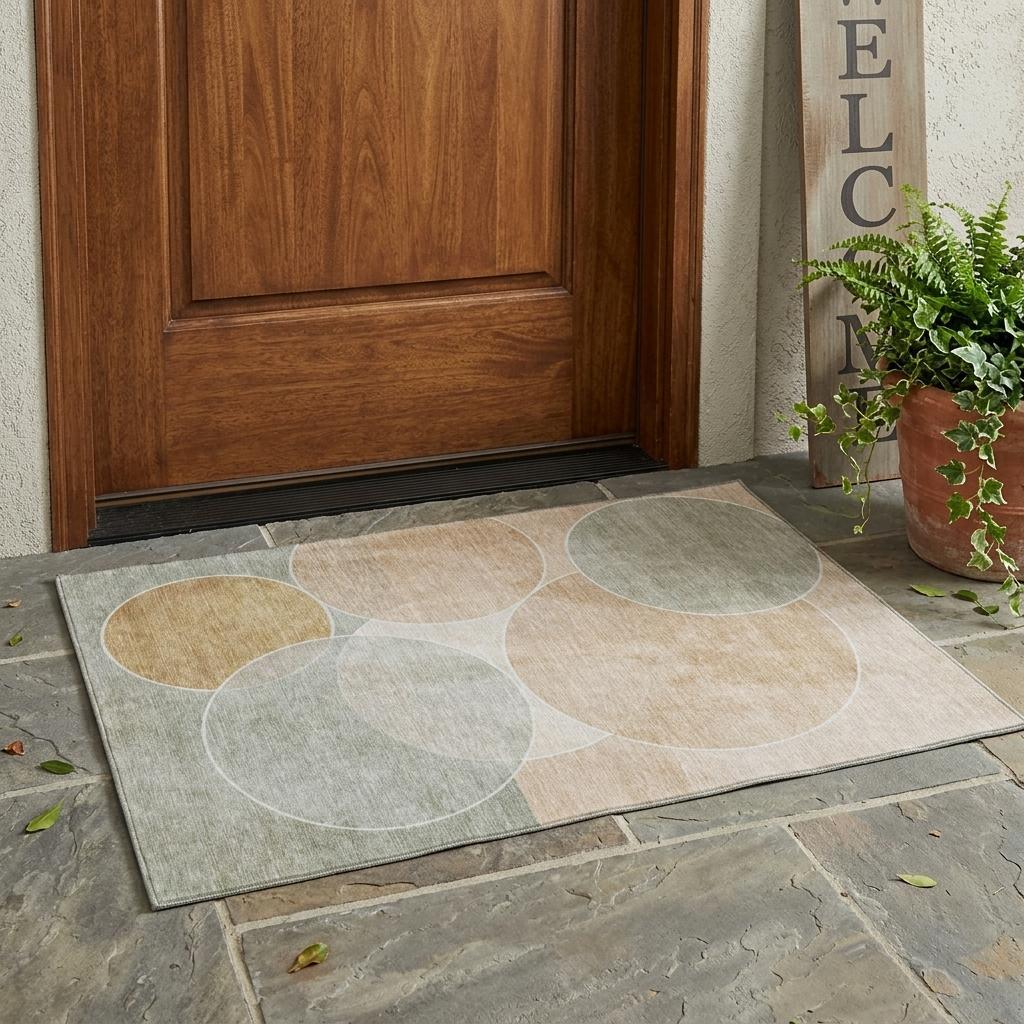 3' X 5' Salmon And Orange Geometric Washable Indoor Outdoor Area Rug Homeroots Outdoor