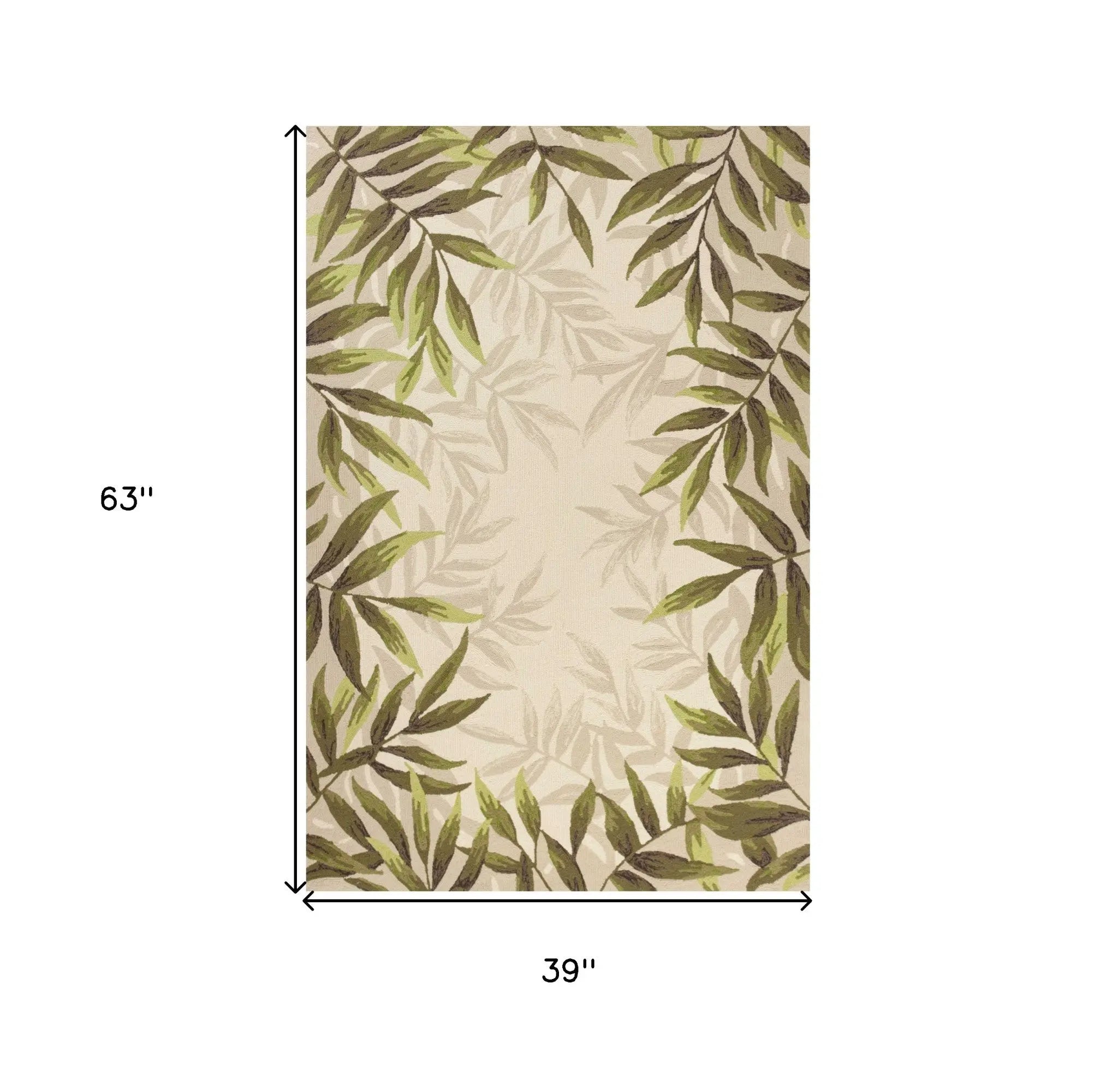 3' X 5' Sand Floral Handmade Indoor Outdoor Area Rug Homeroots Outdoor