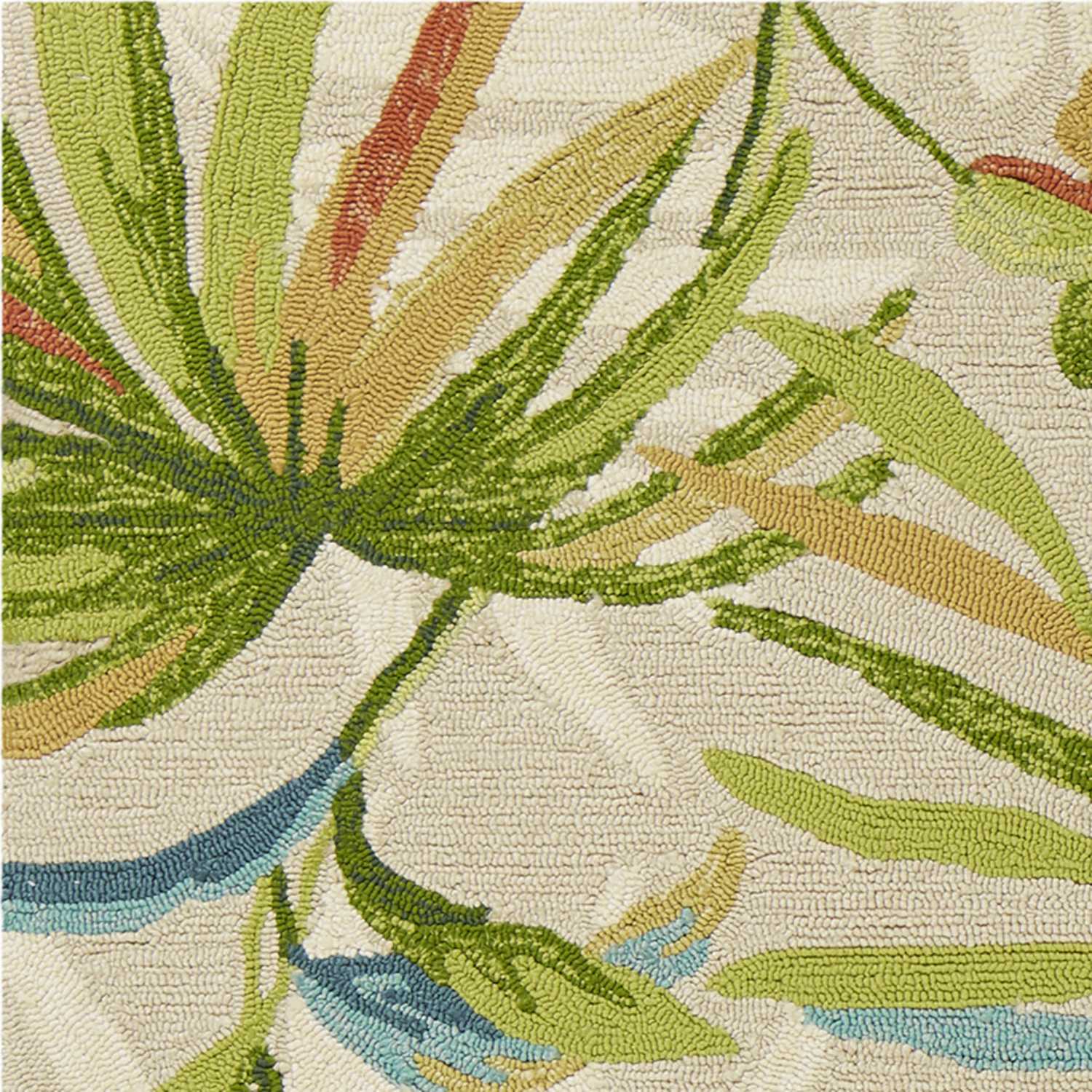 3' X 5' Sand Green And Blue Botanical Leaves Hand Tufted Area Rug Homeroots Home Decor