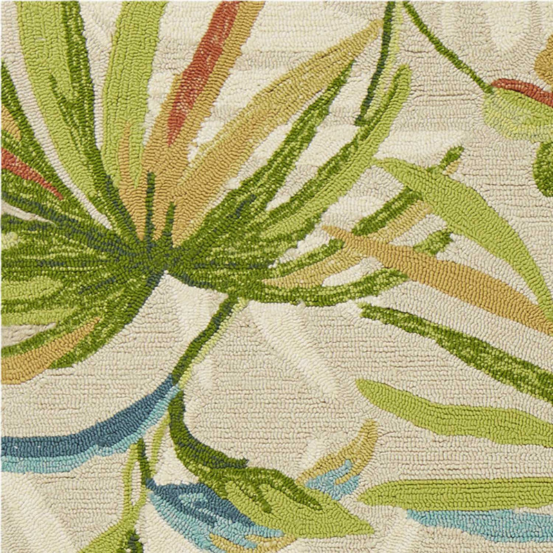 3' X 5' Sand Green And Blue Botanical Leaves Hand Tufted Area Rug Homeroots Home Decor
