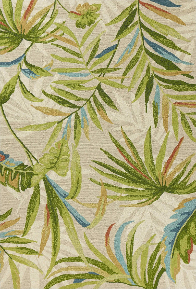 3' X 5' Sand Green And Blue Botanical Leaves Hand Tufted Area Rug Homeroots Home Decor