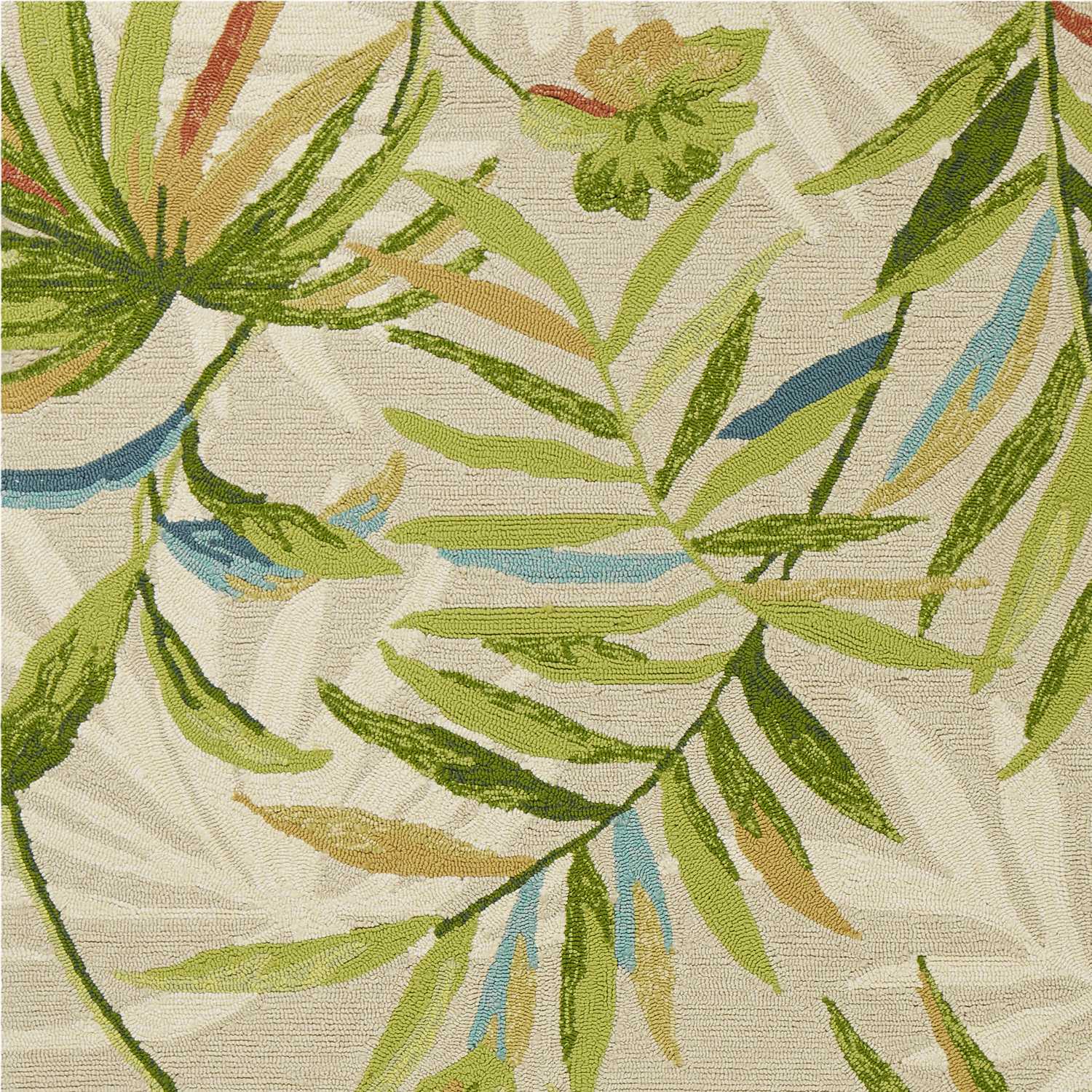 3' X 5' Sand Green And Blue Botanical Leaves Hand Tufted Area Rug Homeroots Home Decor