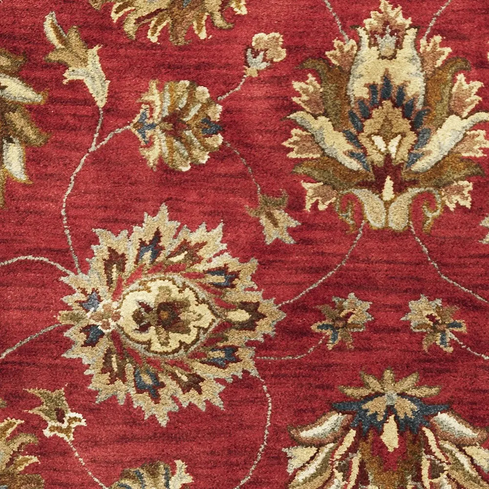 3' X 5' Sienna Gold And Green New Zealand Lambs Wool Floral Vines Hand Tufted Area Rug Homeroots Home Decor