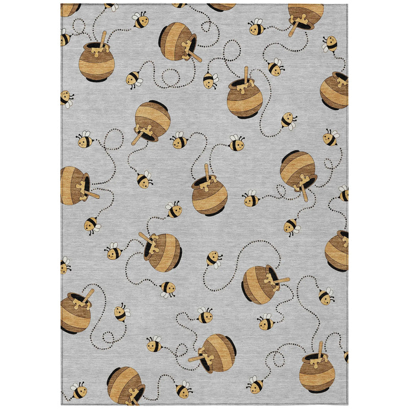 3' X 5' Silver And Beige Geometric Washable Indoor Outdoor Area Rug Homeroots Outdoor