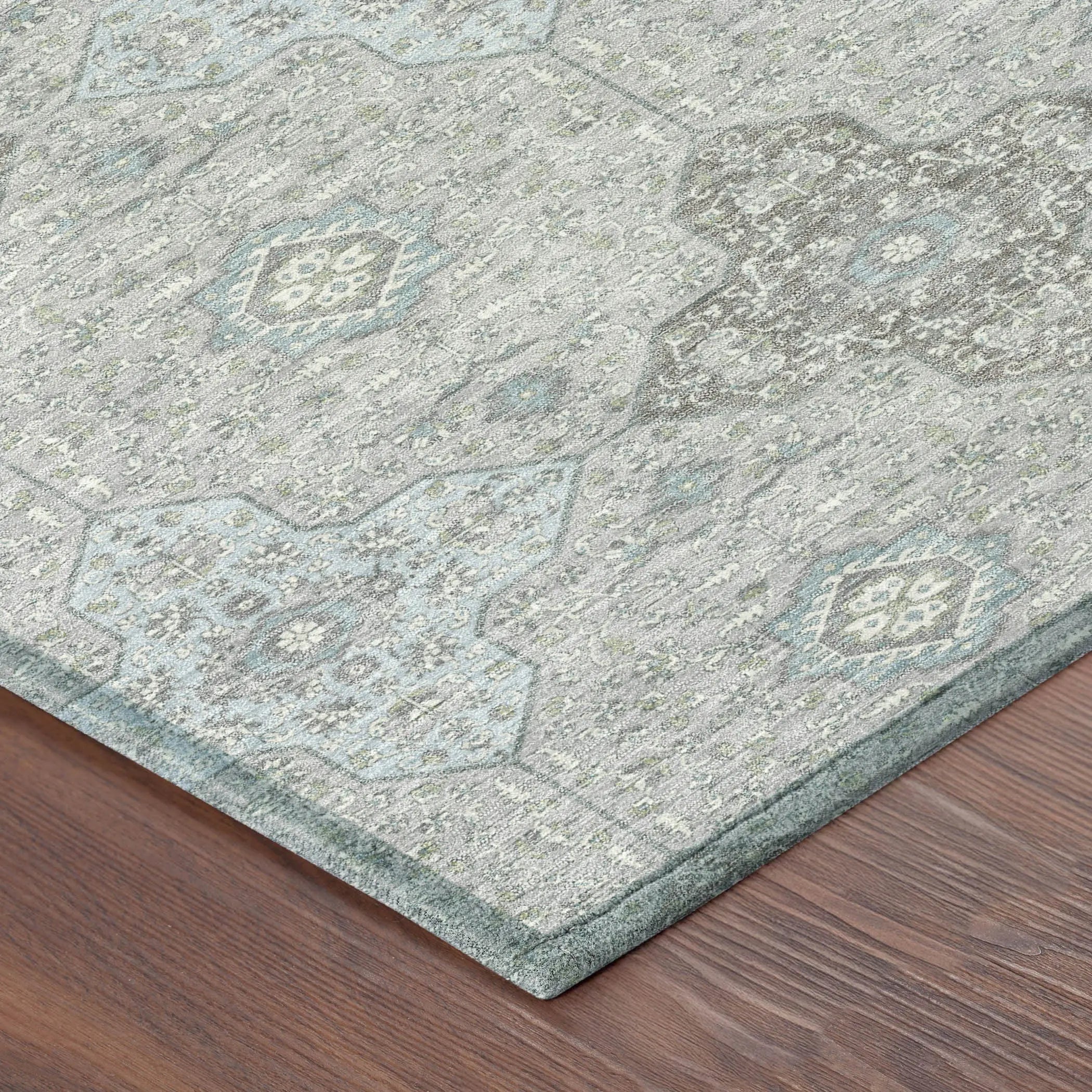 3' X 5' Silver And Brown Damask Washable Indoor Outdoor Area Rug Homeroots Outdoor