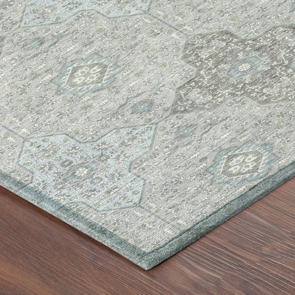 3' X 5' Silver And Brown Damask Washable Indoor Outdoor Area Rug Homeroots Outdoor