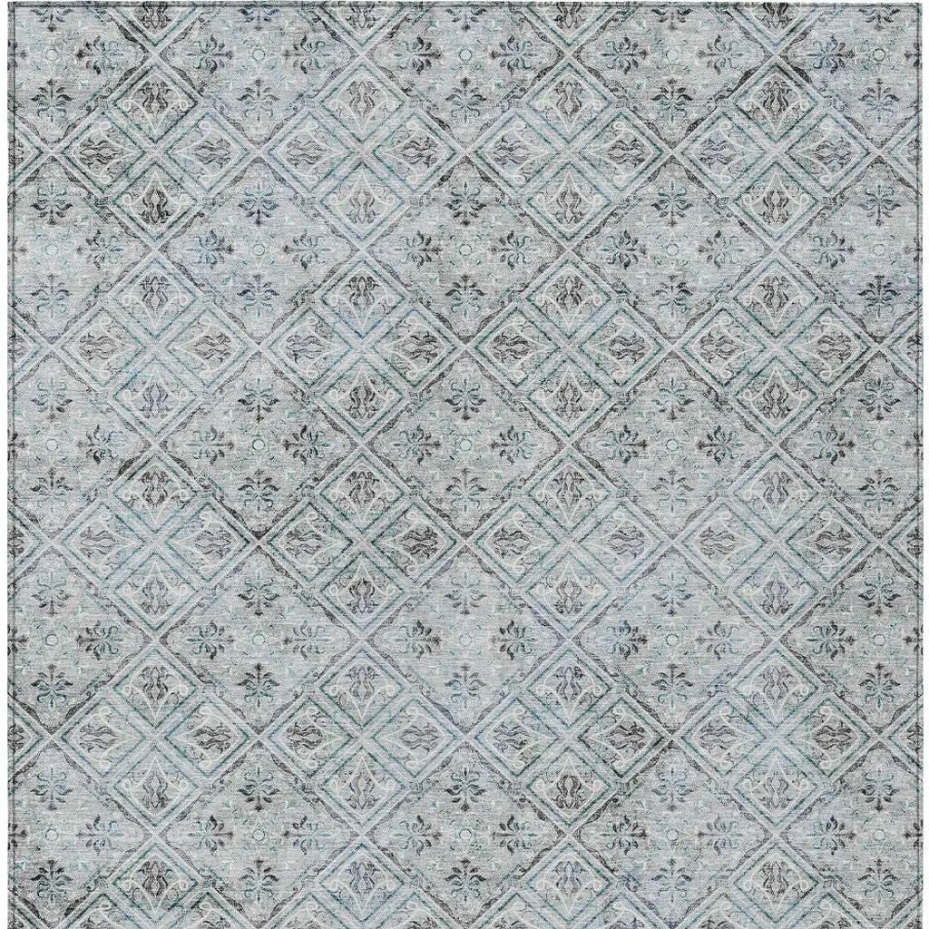 3' X 5' Silver And Brown Geometric Washable Indoor Outdoor Area Rug Homeroots Outdoor
