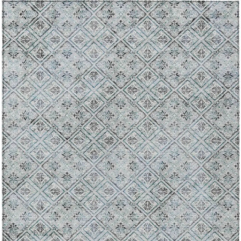 3' X 5' Silver And Brown Geometric Washable Indoor Outdoor Area Rug Homeroots Outdoor