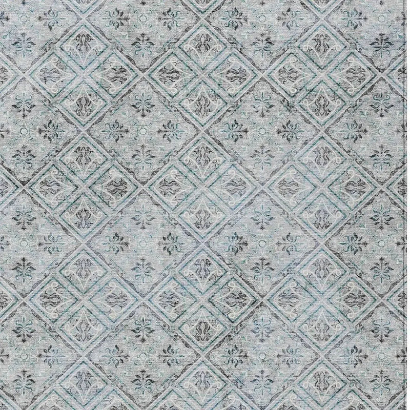 3' X 5' Silver And Brown Geometric Washable Indoor Outdoor Area Rug Homeroots Outdoor