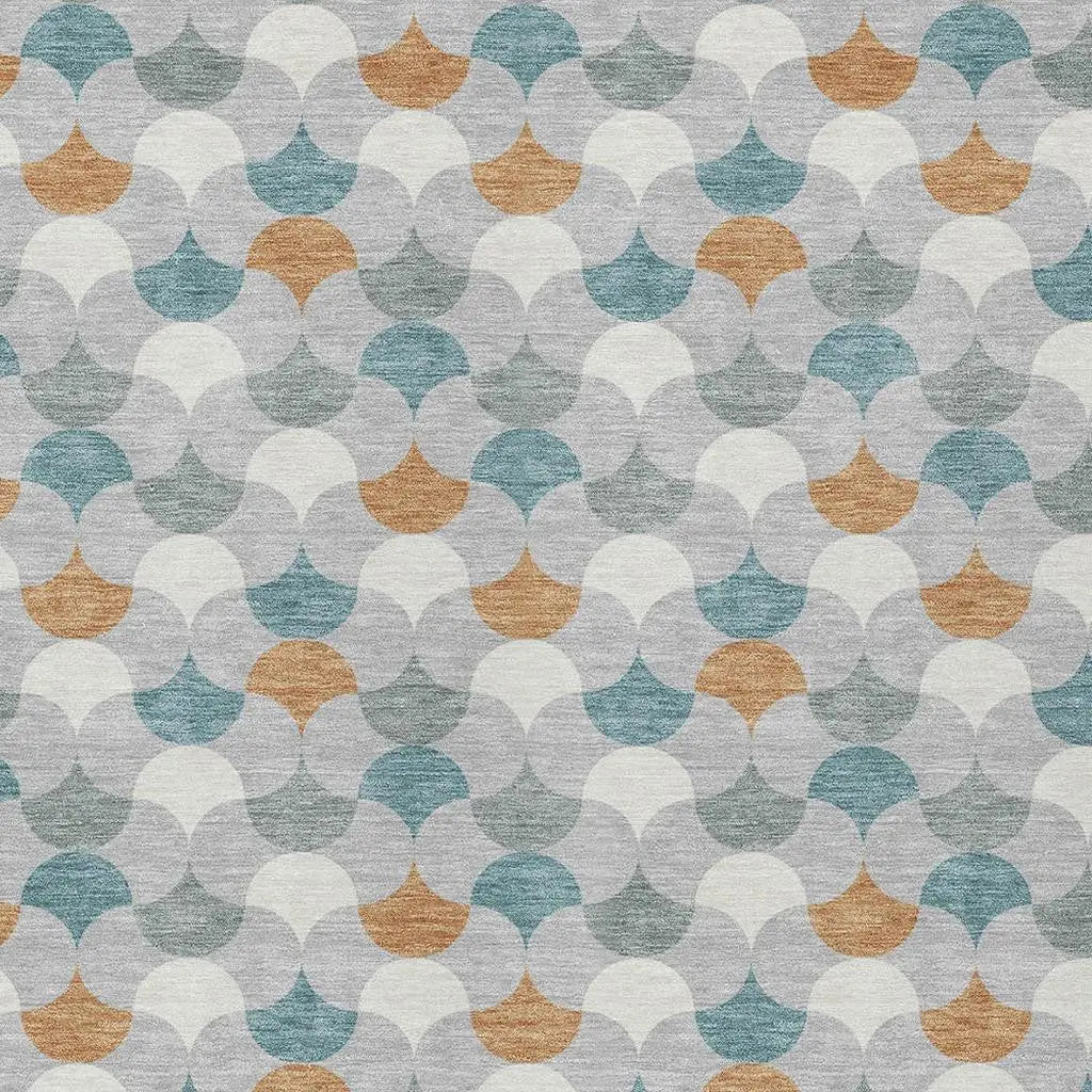 3' X 5' Silver And Copper Geometric Washable Indoor Outdoor Area Rug Homeroots Outdoor