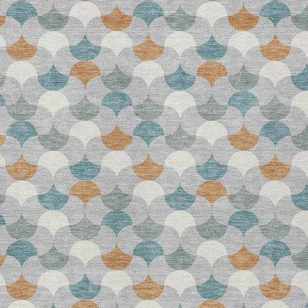 3' X 5' Silver And Copper Geometric Washable Indoor Outdoor Area Rug Homeroots Outdoor