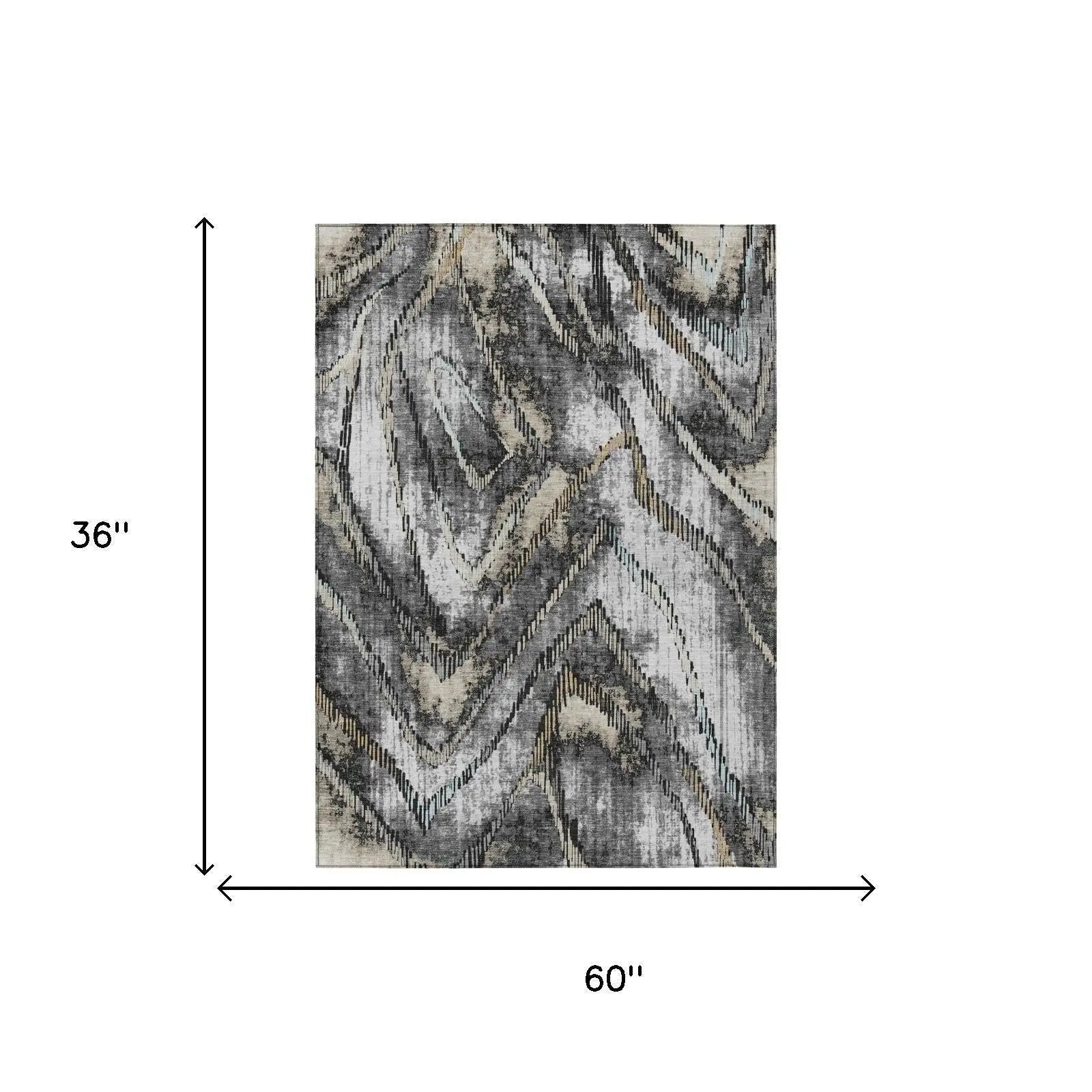 3' X 5' Silver And Gray Abstract Washable Indoor Outdoor Area Rug Homeroots Outdoor