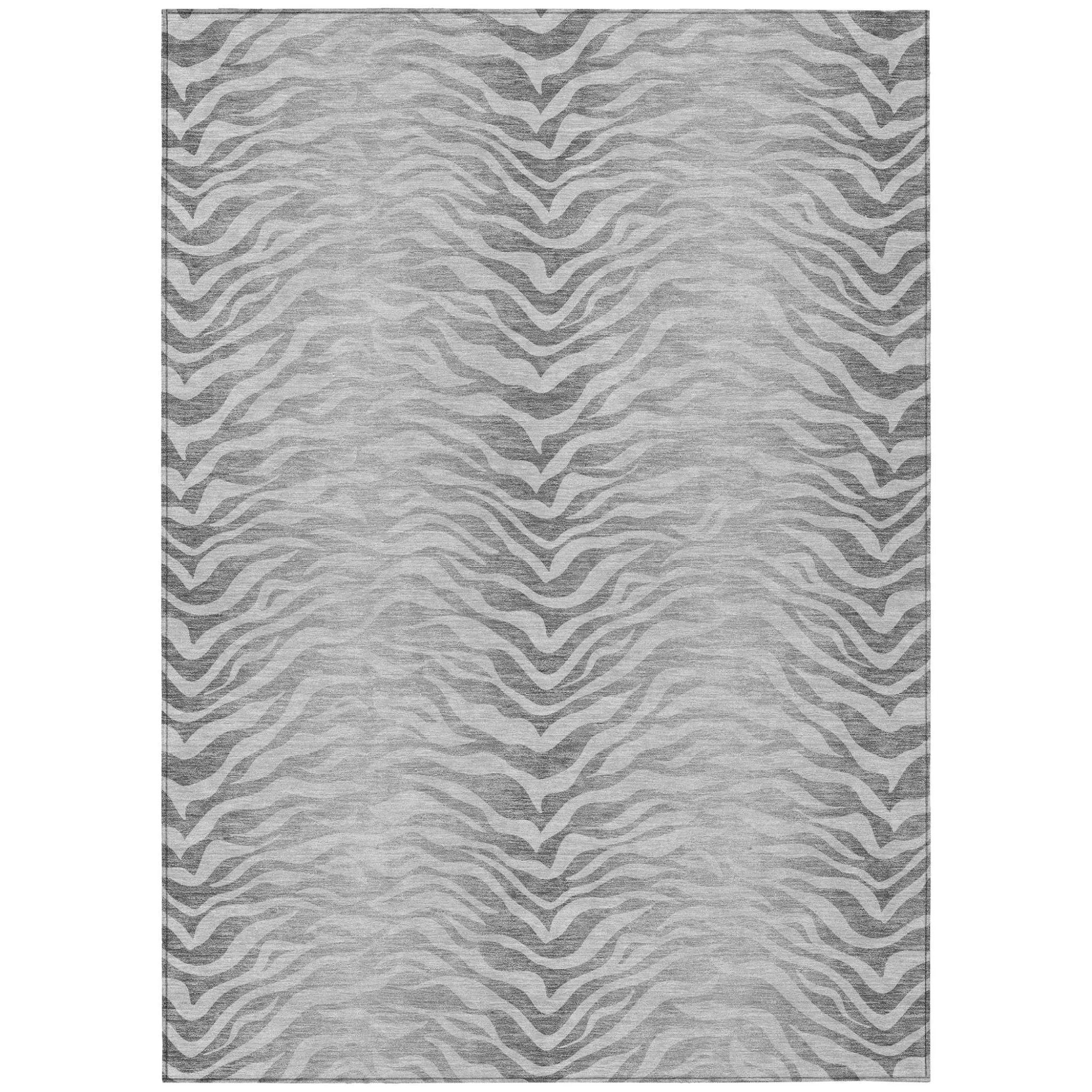 3' X 5' Silver And Gray Animal Print Washable Indoor Outdoor Area Rug Homeroots Outdoor