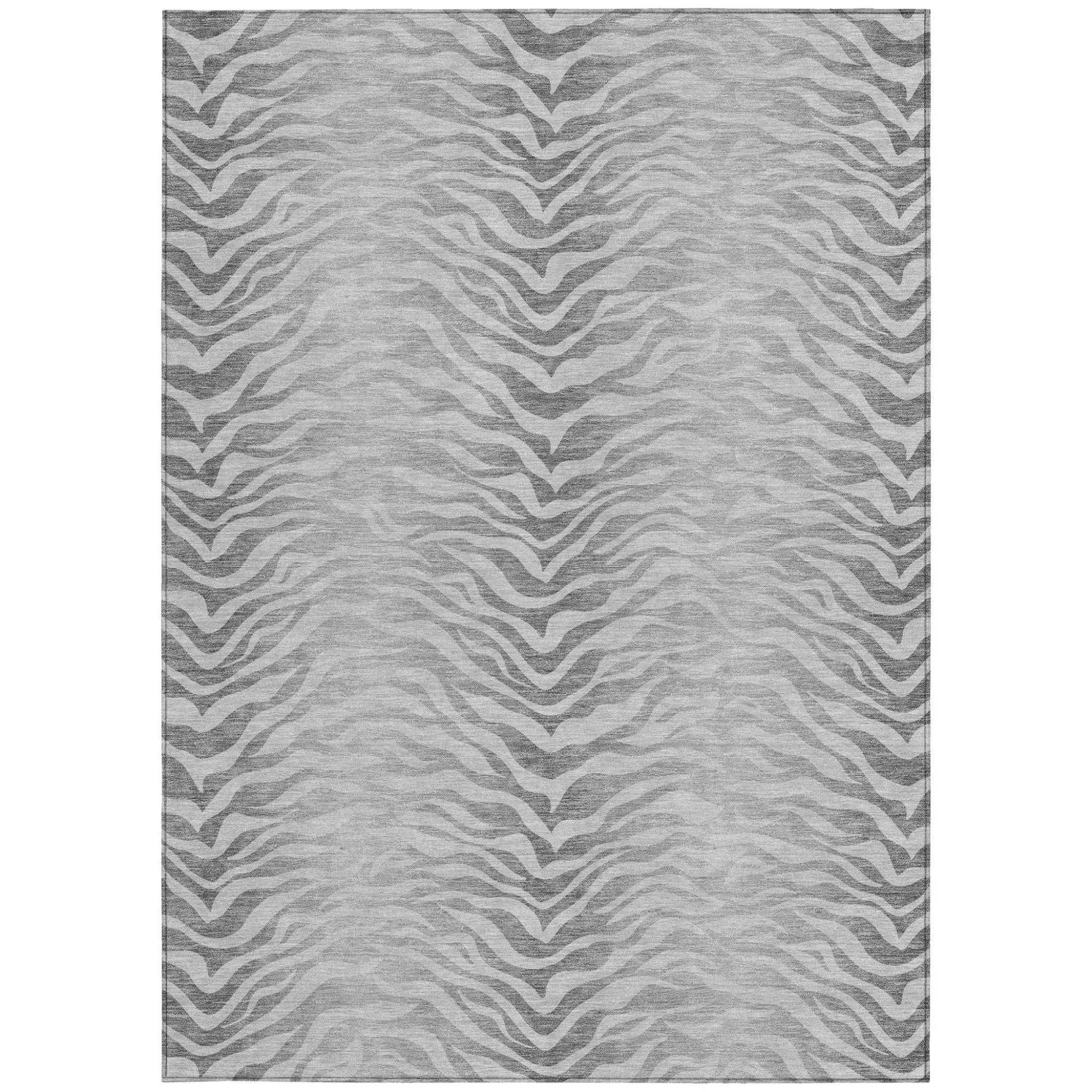 3' X 5' Silver And Gray Animal Print Washable Indoor Outdoor Area Rug Homeroots Outdoor