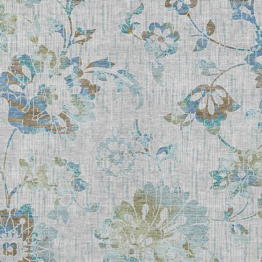 3' X 5' Silver And Gray Floral Washable Indoor Outdoor Area Rug Homeroots Outdoor