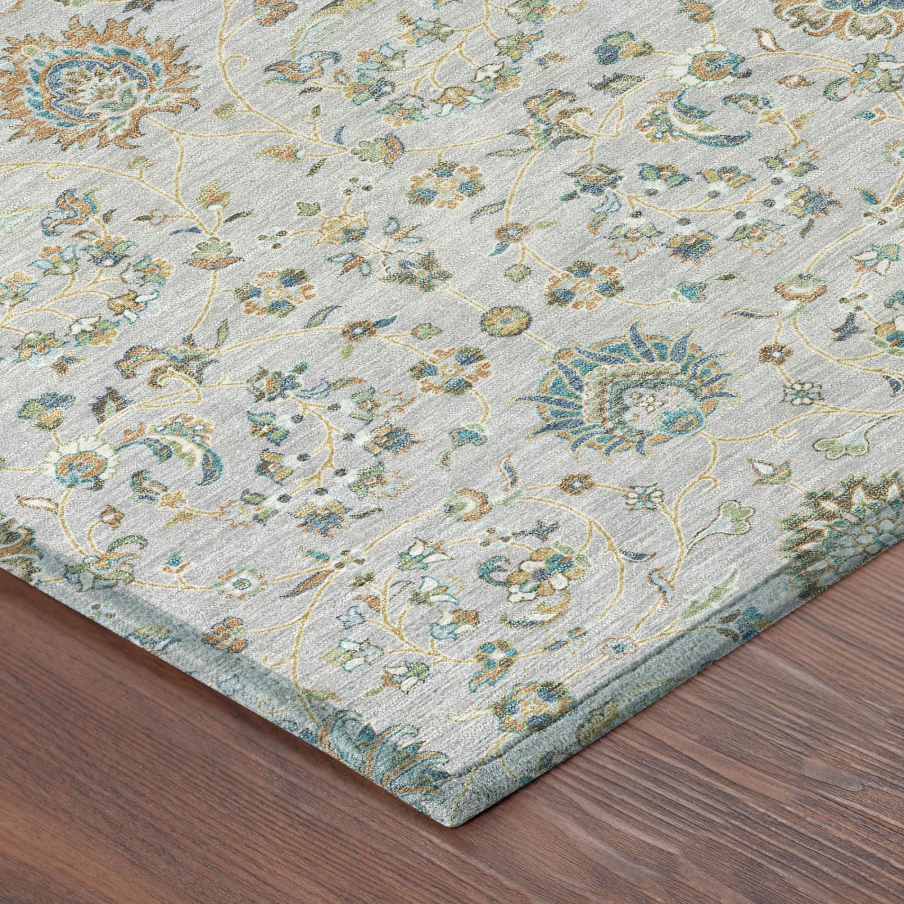 3' X 5' Silver And Gray Floral Washable Indoor Outdoor Area Rug Homeroots Outdoor