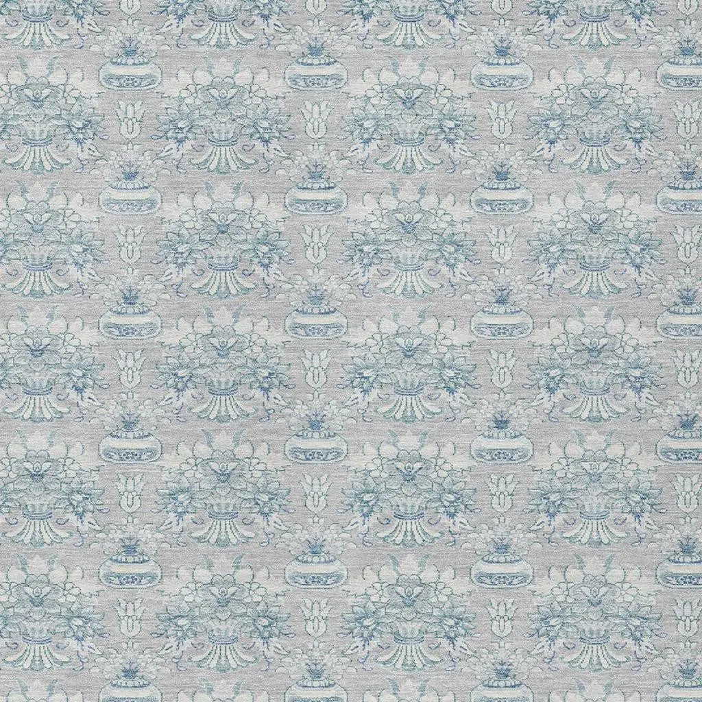 3' X 5' Silver And Gray Floral Washable Indoor Outdoor Area Rug Homeroots Outdoor