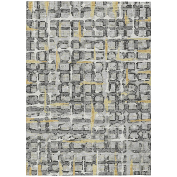 3' X 5' Silver And Gray Geometric Washable Indoor Outdoor Area Rug Homeroots Outdoor