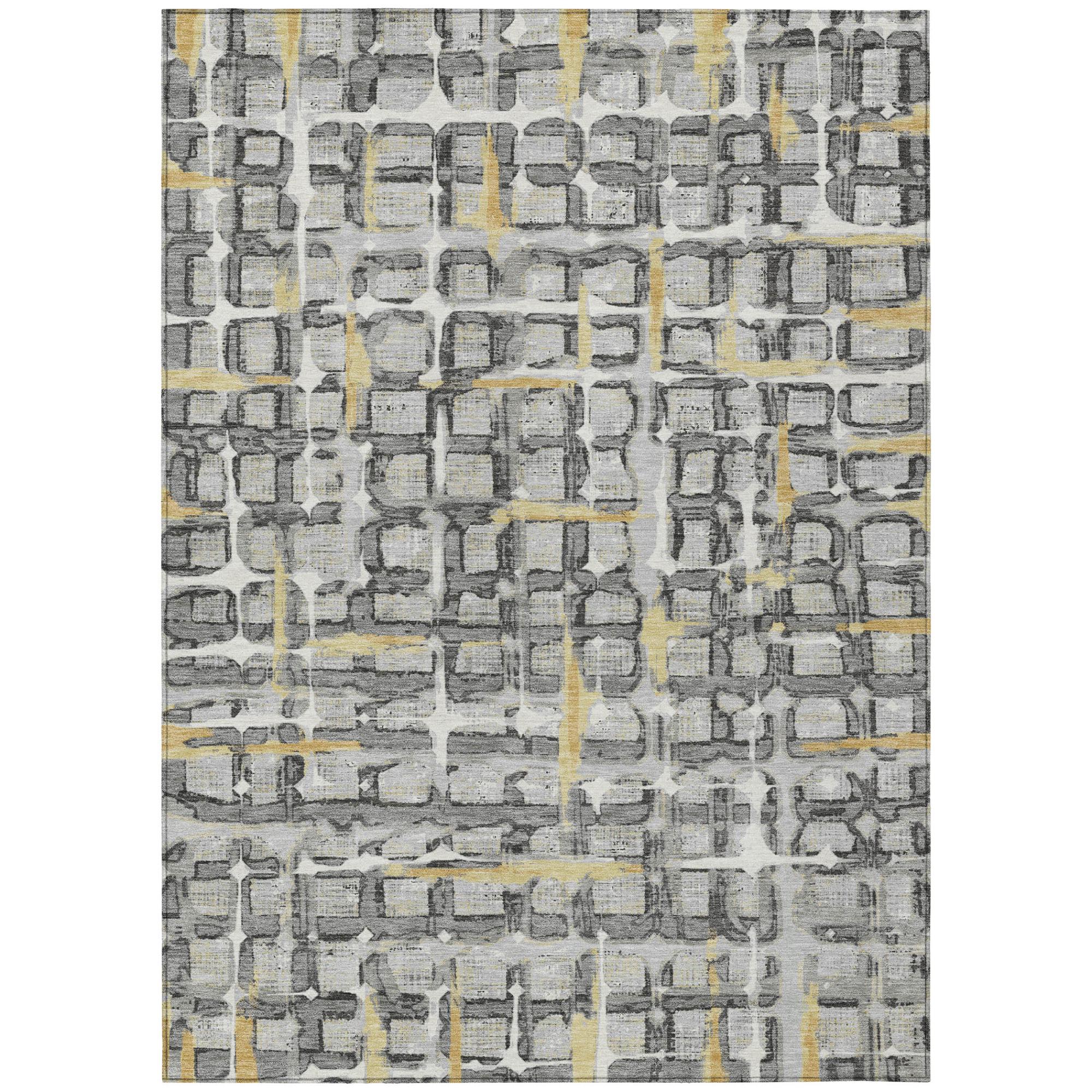 3' X 5' Silver And Gray Geometric Washable Indoor Outdoor Area Rug Homeroots Outdoor