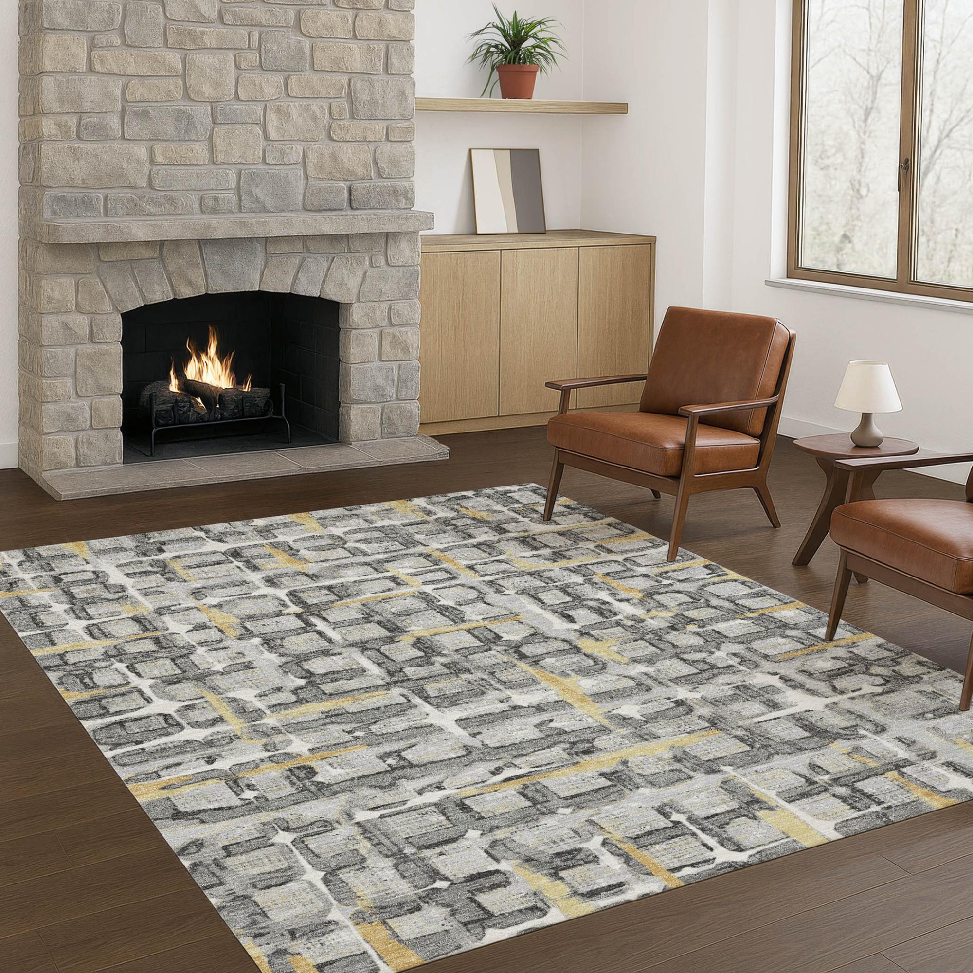 3' X 5' Silver And Gray Geometric Washable Indoor Outdoor Area Rug Homeroots Outdoor