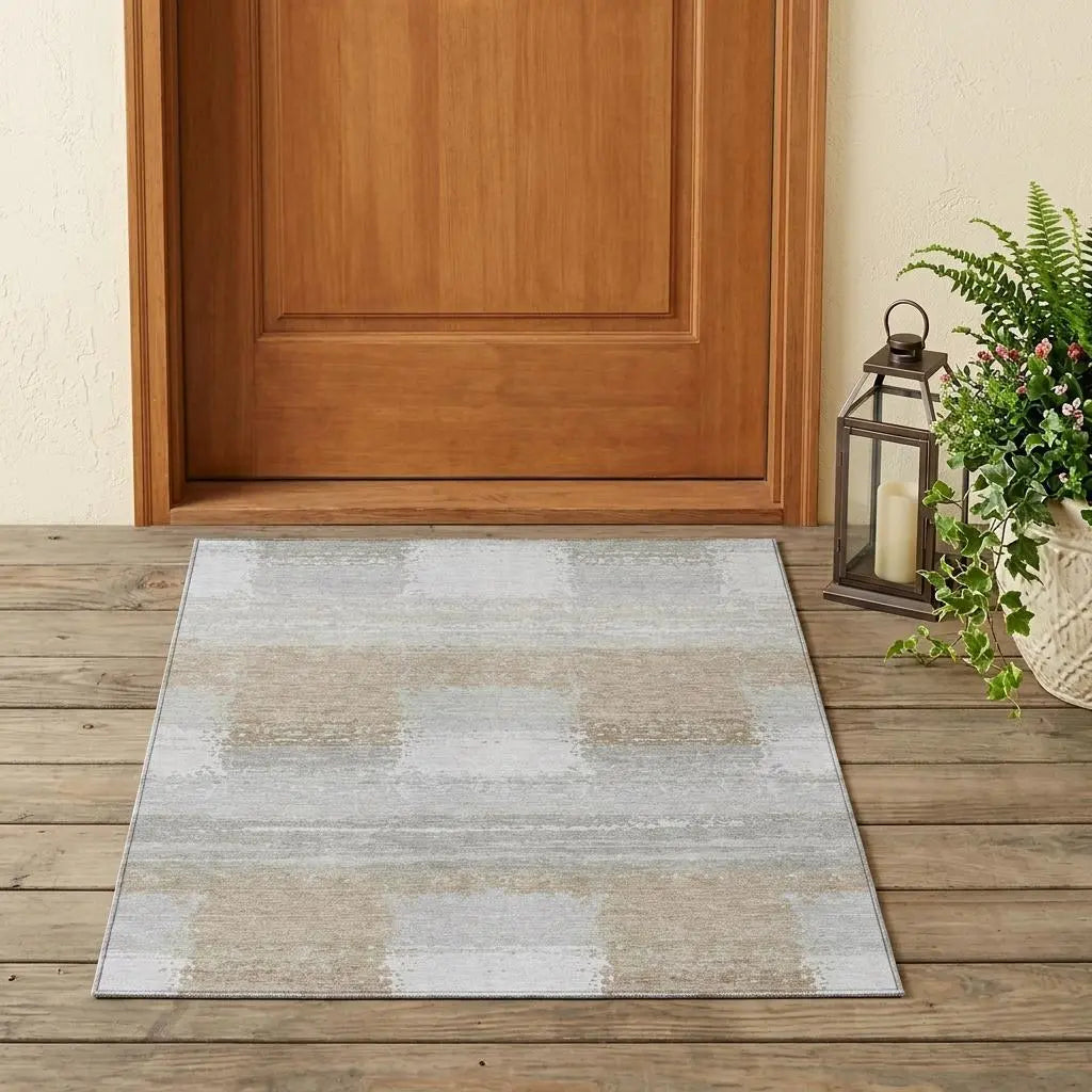 3' X 5' Silver And Gray Geometric Washable Indoor Outdoor Area Rug Homeroots Outdoor