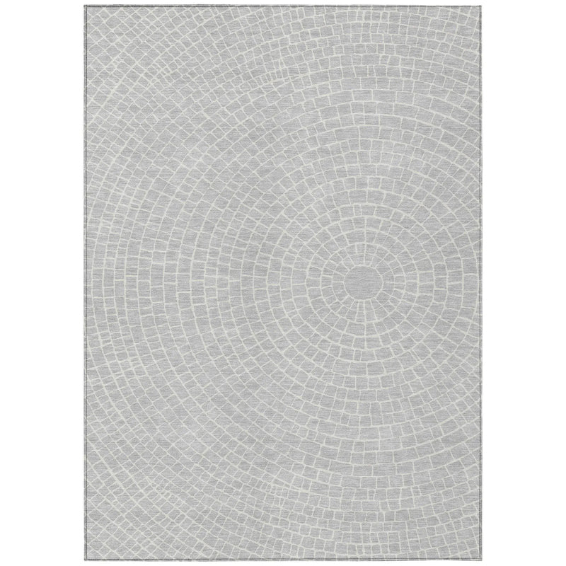 3' X 5' Silver And Ivory Geometric Washable Indoor Outdoor Area Rug Homeroots Outdoor