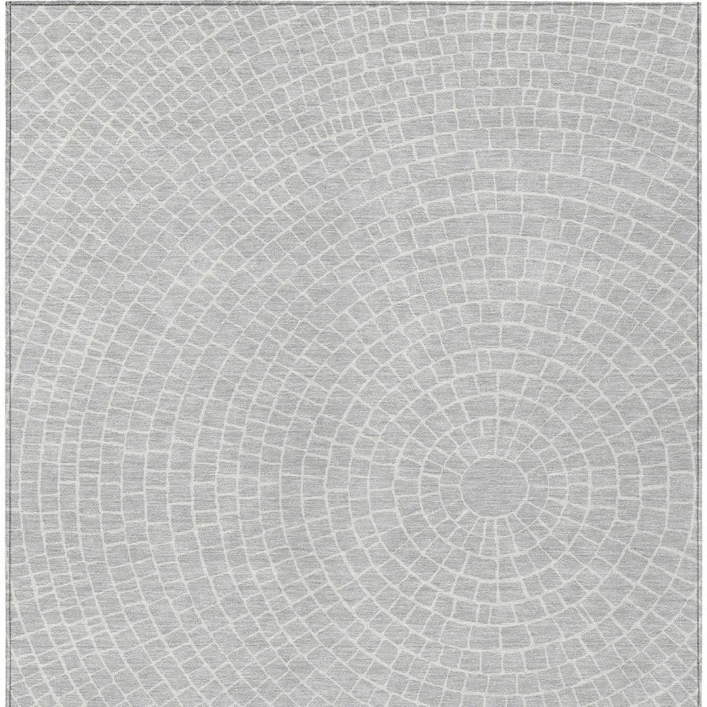 3' X 5' Silver And Ivory Geometric Washable Indoor Outdoor Area Rug Homeroots Outdoor