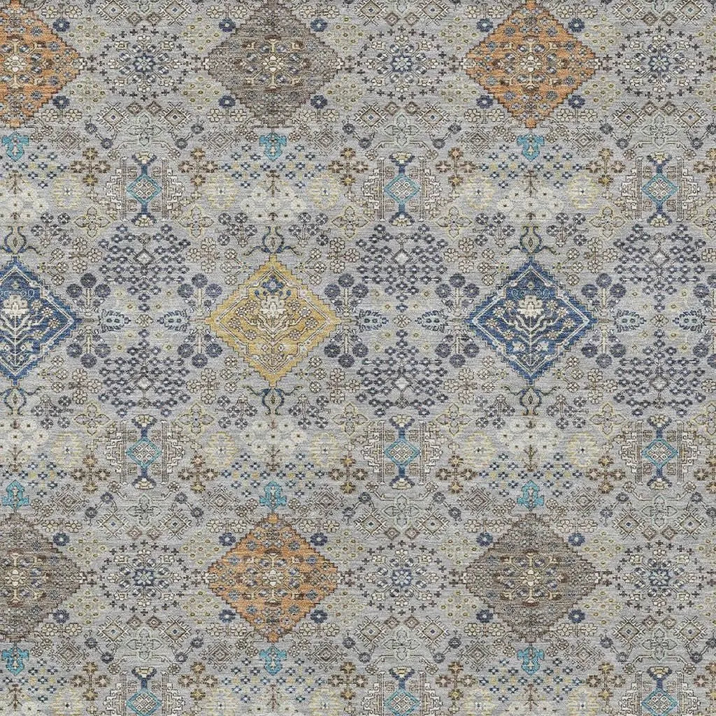 3' X 5' Silver And Navy Blue Oriental Washable Indoor Outdoor Area Rug Homeroots Outdoor