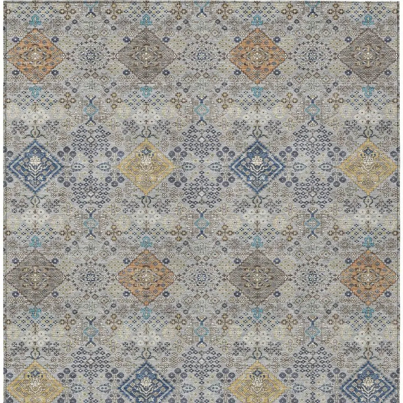 3' X 5' Silver And Navy Blue Oriental Washable Indoor Outdoor Area Rug Homeroots Outdoor