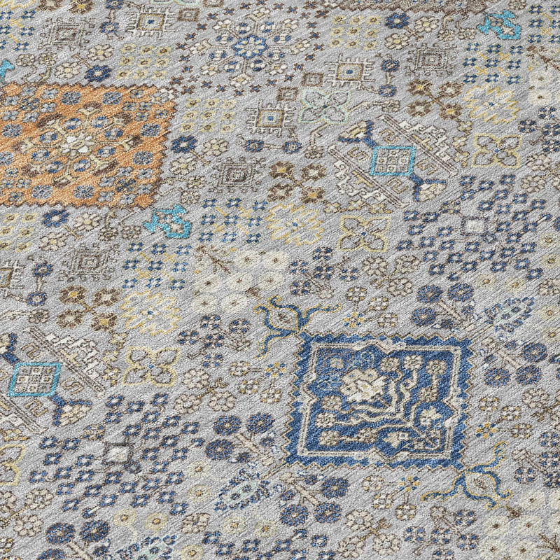 3' X 5' Silver And Navy Blue Oriental Washable Indoor Outdoor Area Rug Homeroots Outdoor