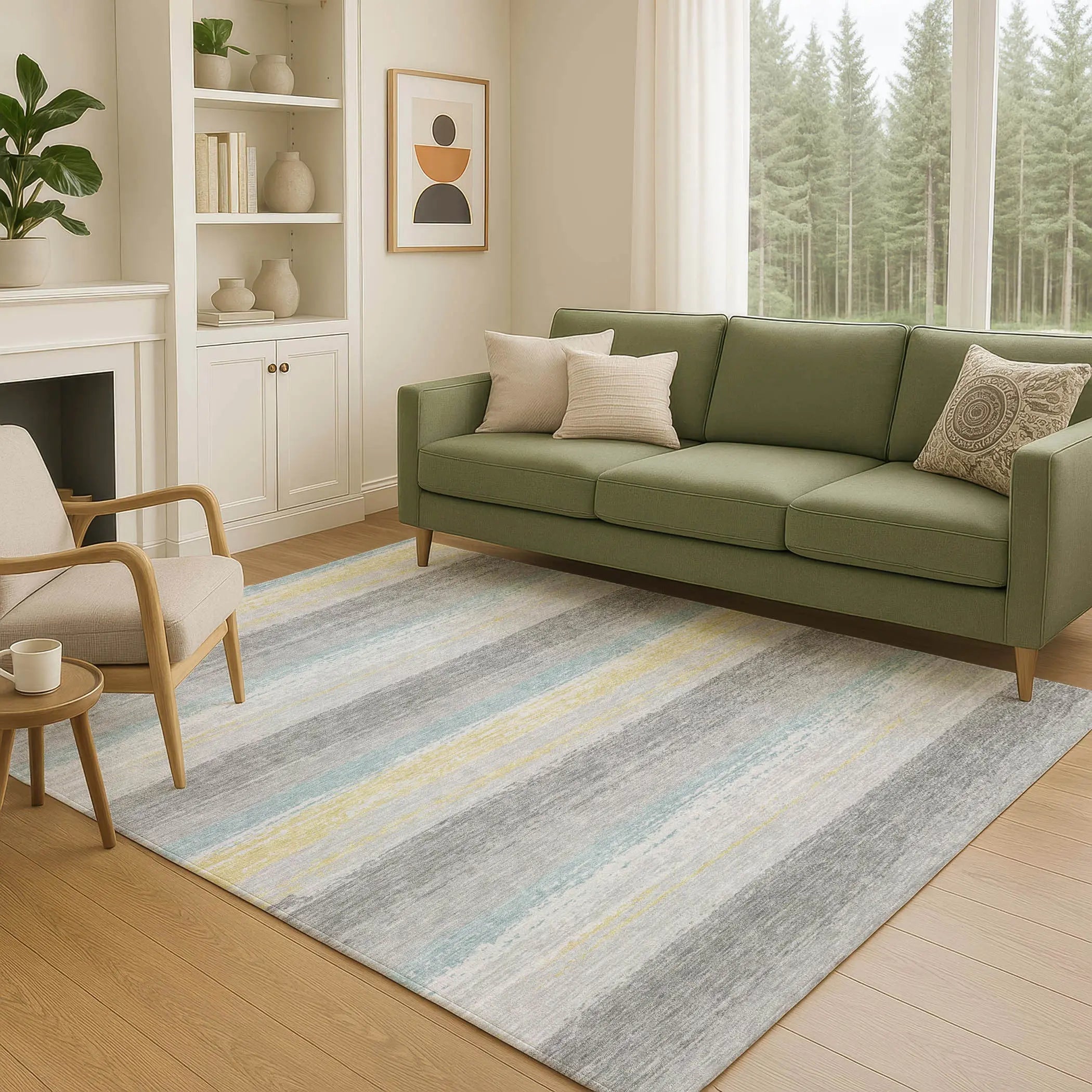 3' X 5' Silver And Taupe Striped Washable Indoor Outdoor Area Rug Homeroots Outdoor