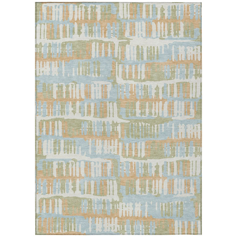 3' X 5' Sky Blue And Beige Abstract Washable Indoor Outdoor Area Rug Homeroots Outdoor