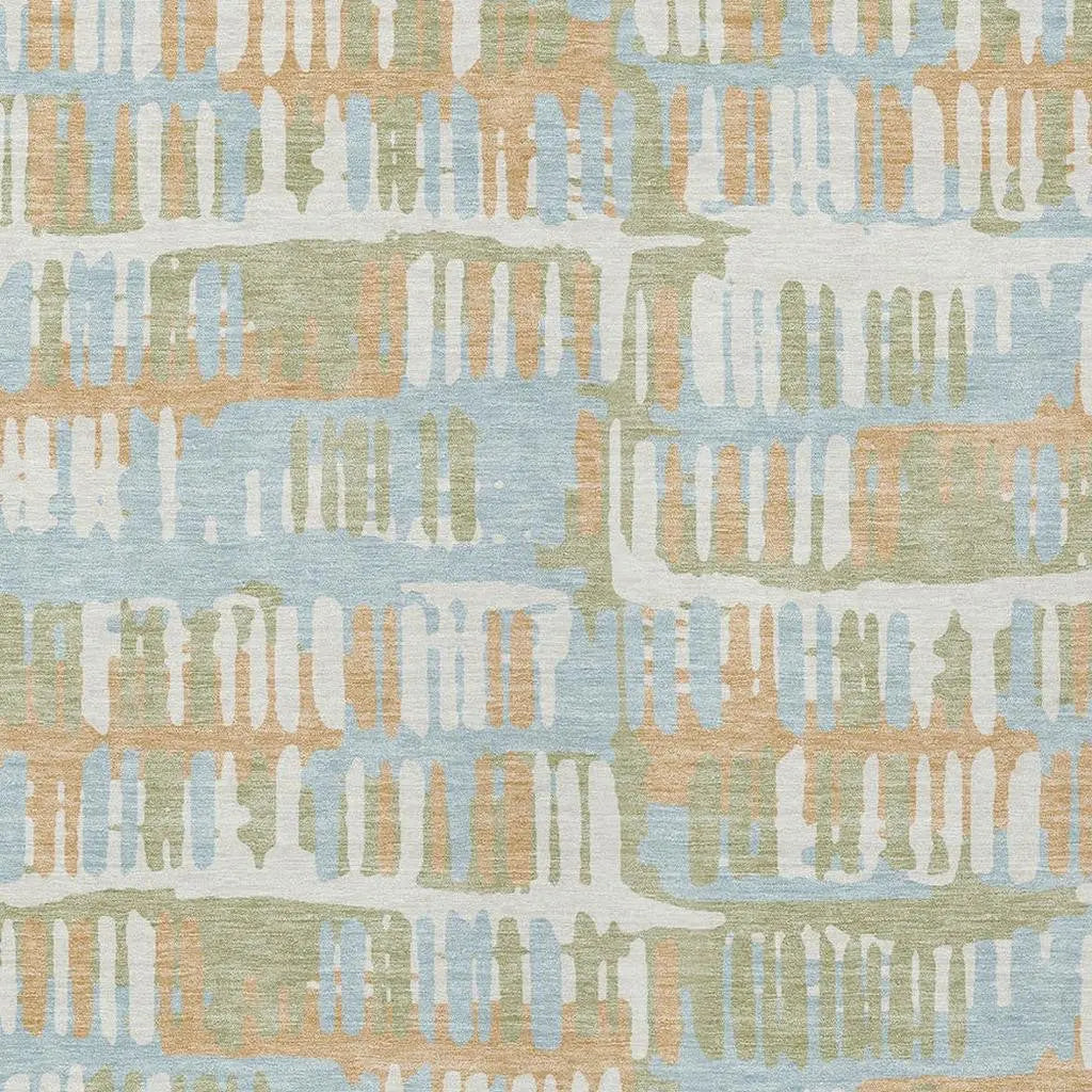3' X 5' Sky Blue And Beige Abstract Washable Indoor Outdoor Area Rug Homeroots Outdoor