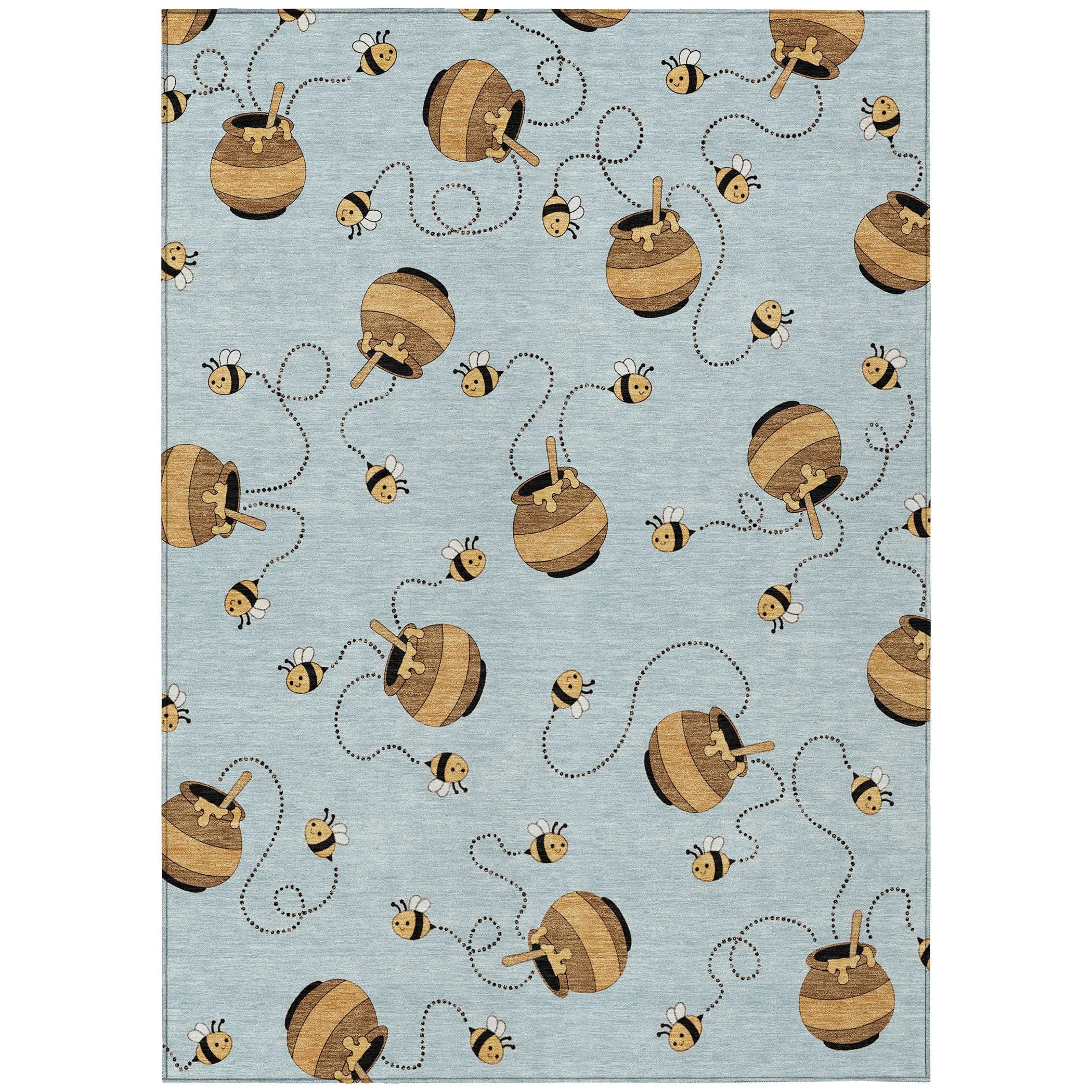 3' X 5' Sky Blue And Beige Geometric Washable Indoor Outdoor Area Rug Homeroots Outdoor