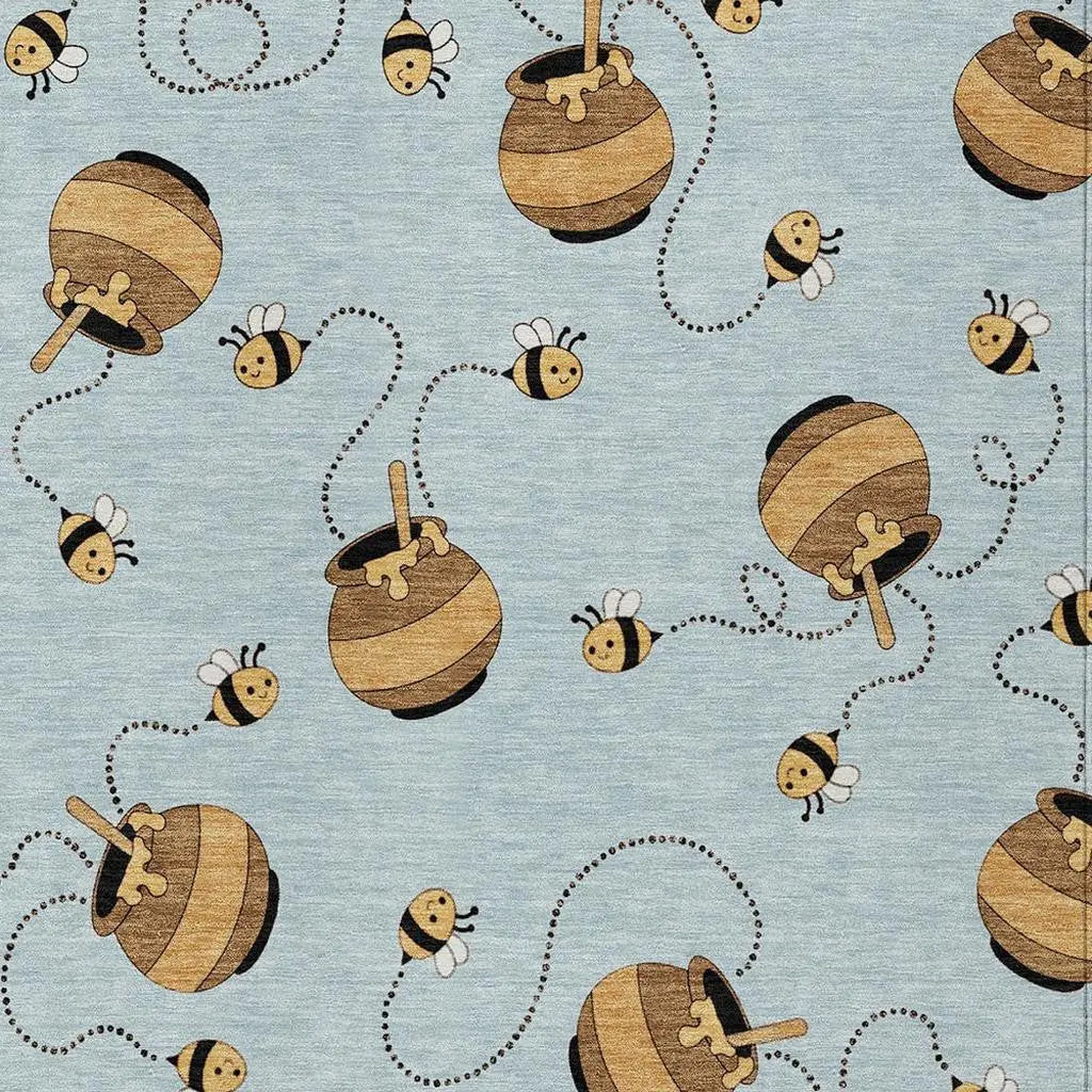 3' X 5' Sky Blue And Beige Geometric Washable Indoor Outdoor Area Rug Homeroots Outdoor