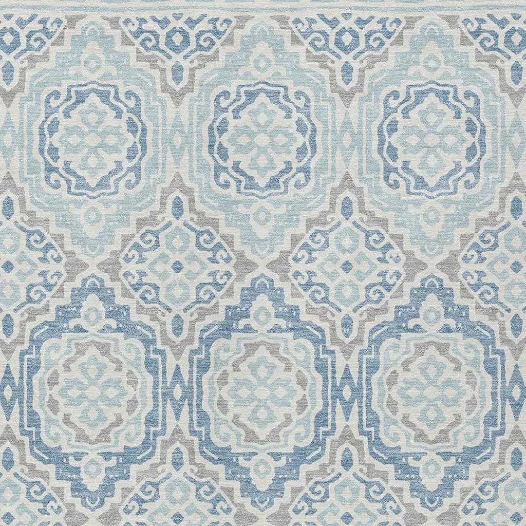 3' X 5' Sky Blue And Beige Tribal Washable Indoor Outdoor Area Rug Homeroots Outdoor