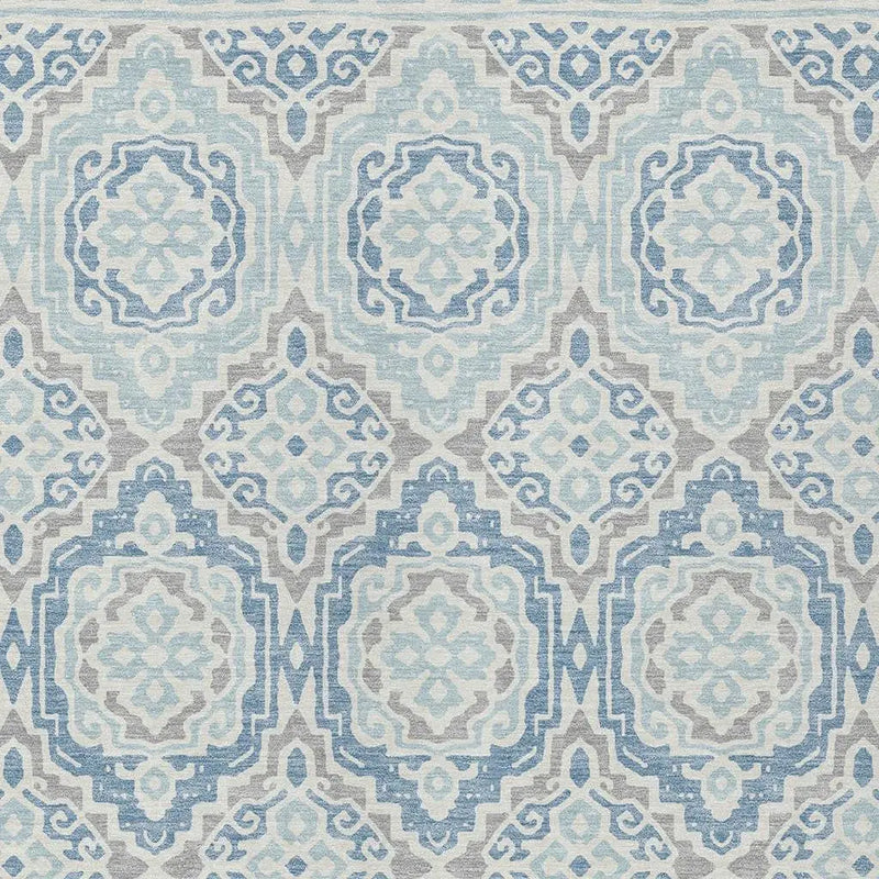 3' X 5' Sky Blue And Beige Tribal Washable Indoor Outdoor Area Rug Homeroots Outdoor