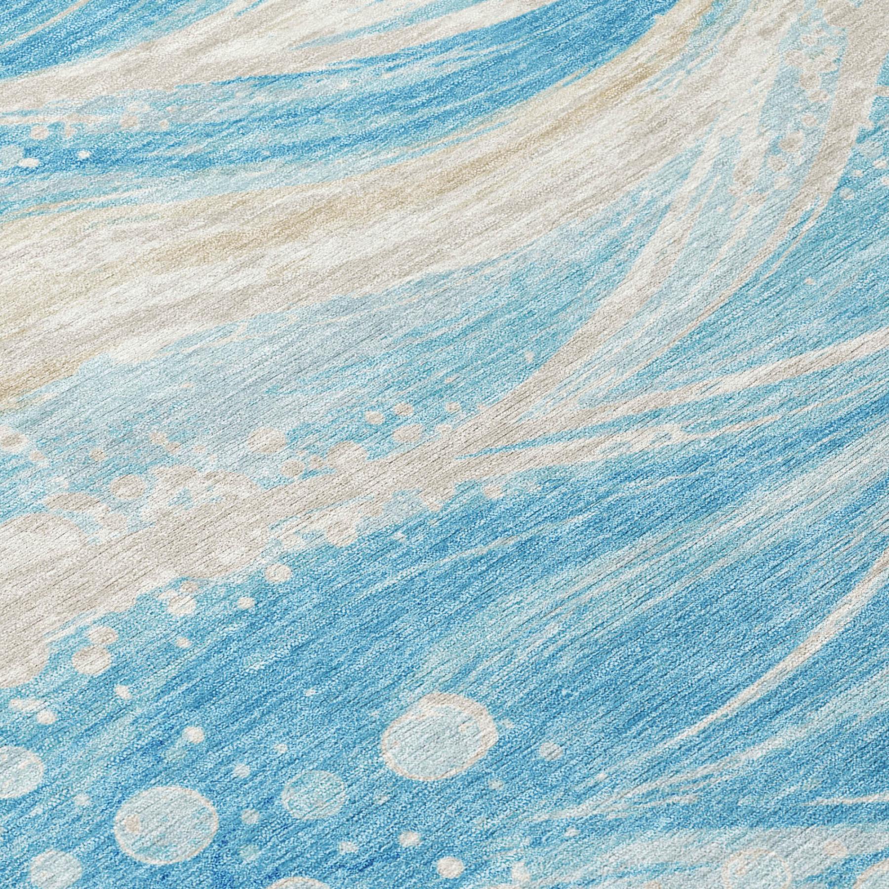 3' X 5' Sky Blue And Blue Abstract Washable Indoor Outdoor Area Rug Homeroots Outdoor
