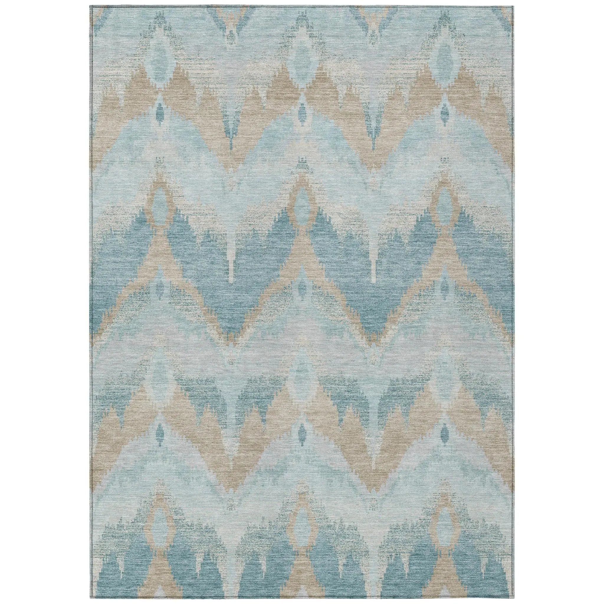 3' X 5' Sky Blue And Blue Abstract Washable Indoor Outdoor Area Rug Homeroots Outdoor