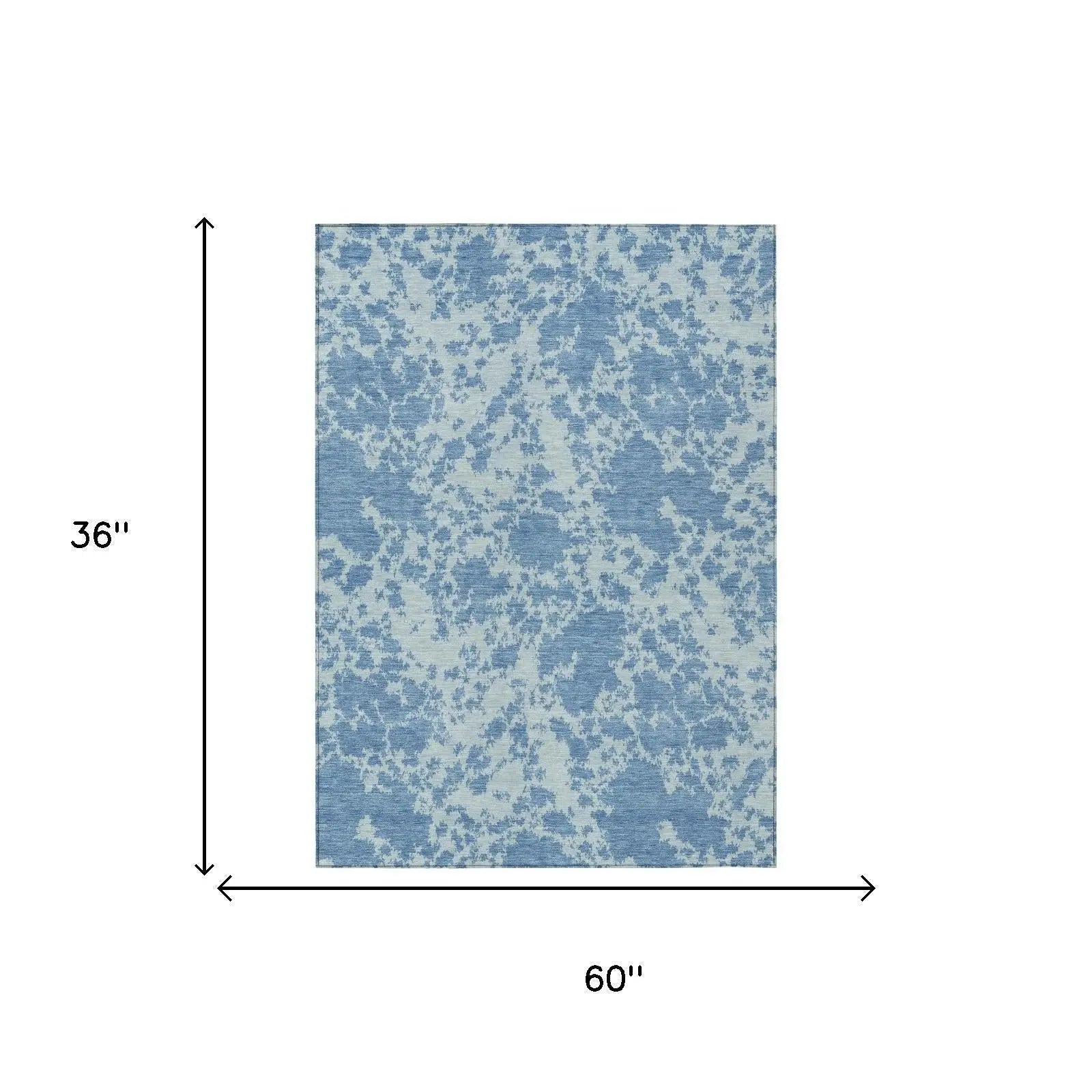 3' X 5' Sky Blue And Blue Abstract Washable Indoor Outdoor Area Rug Homeroots Outdoor