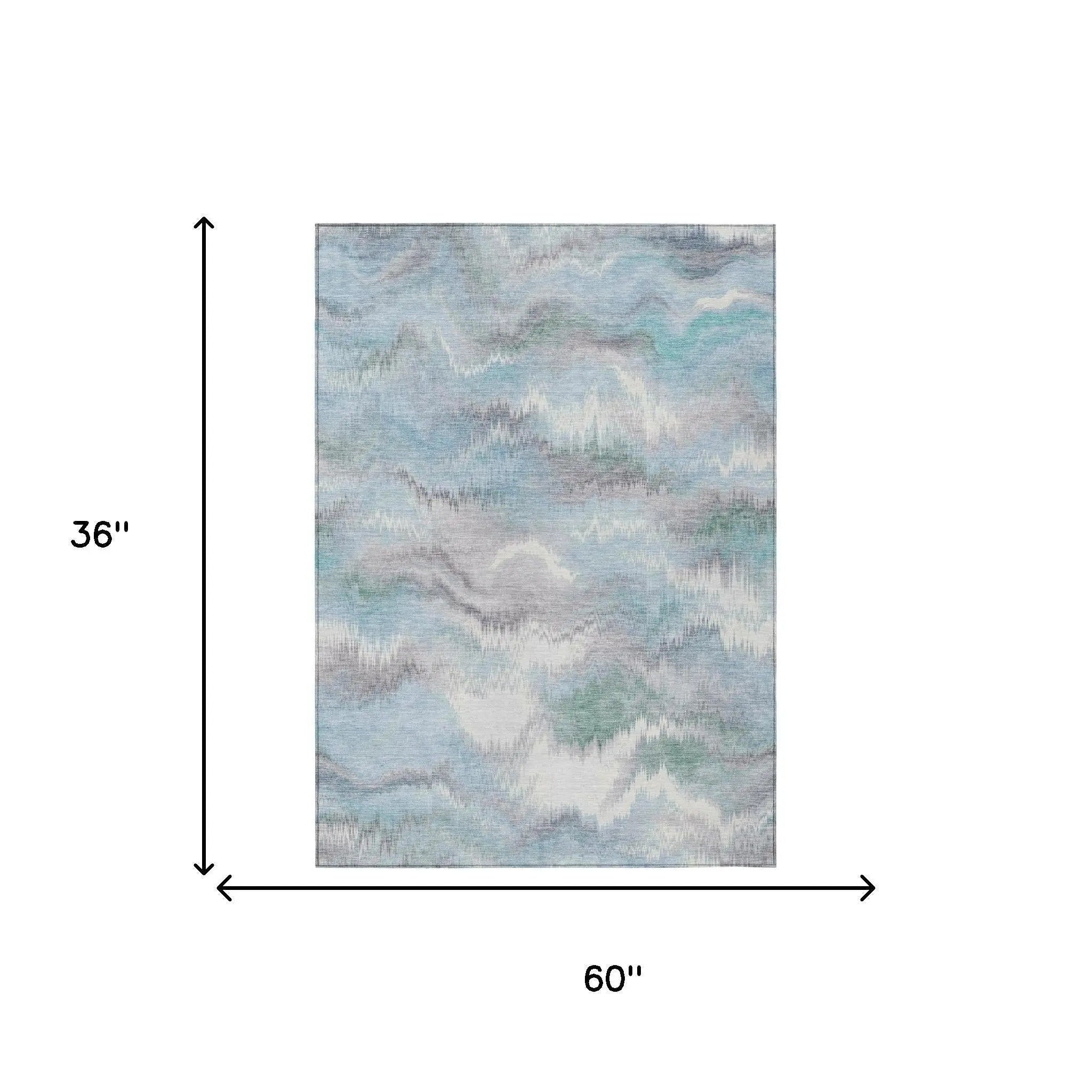 3' X 5' Sky Blue And Blue Abstract Washable Indoor Outdoor Area Rug Homeroots Outdoor
